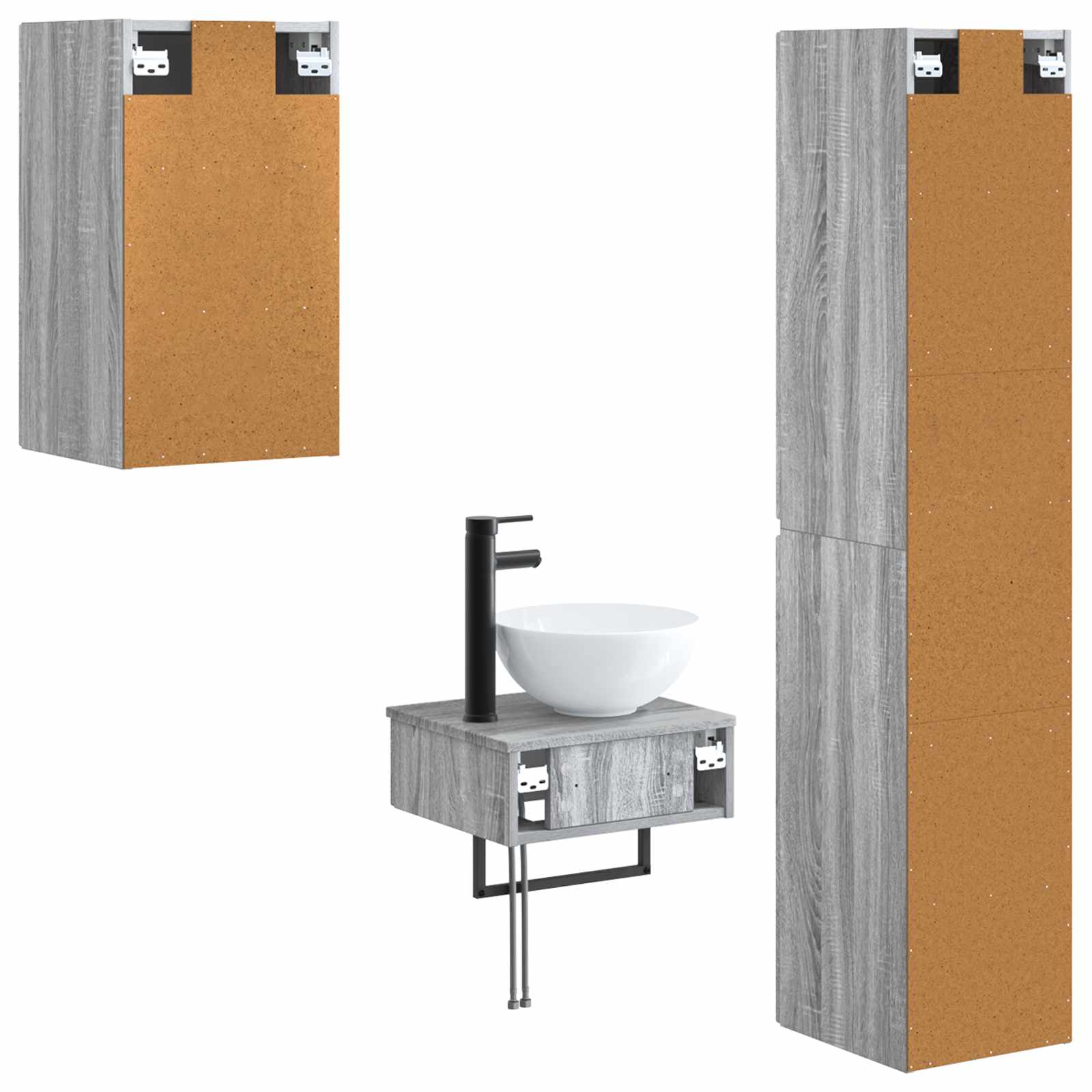 Ensemble de mobilier de salle de bain 3 pc Sonoma gris