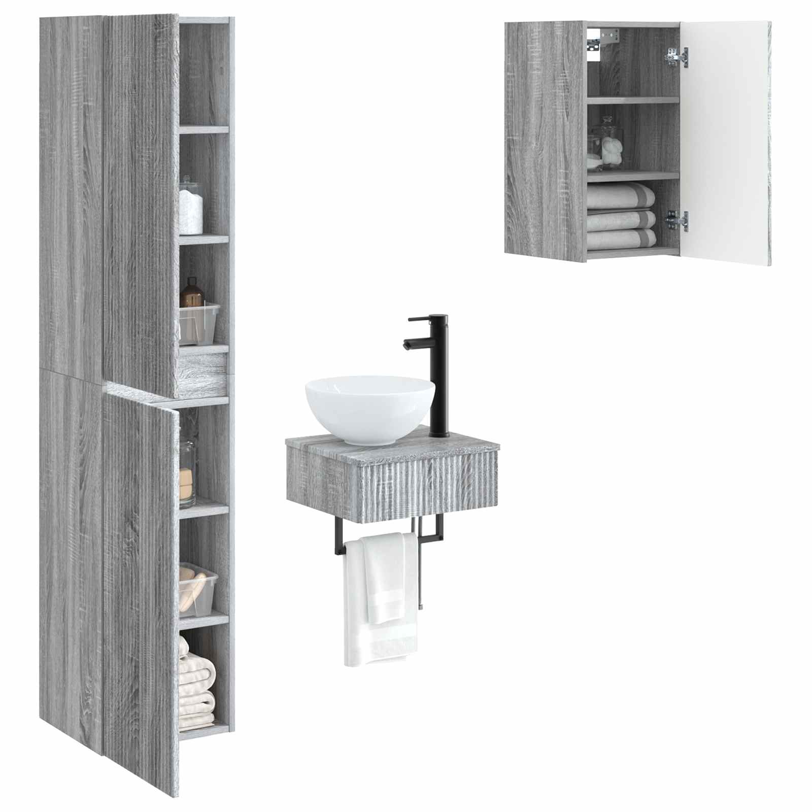 Ensemble de mobilier de salle de bain 3 pc Sonoma gris
