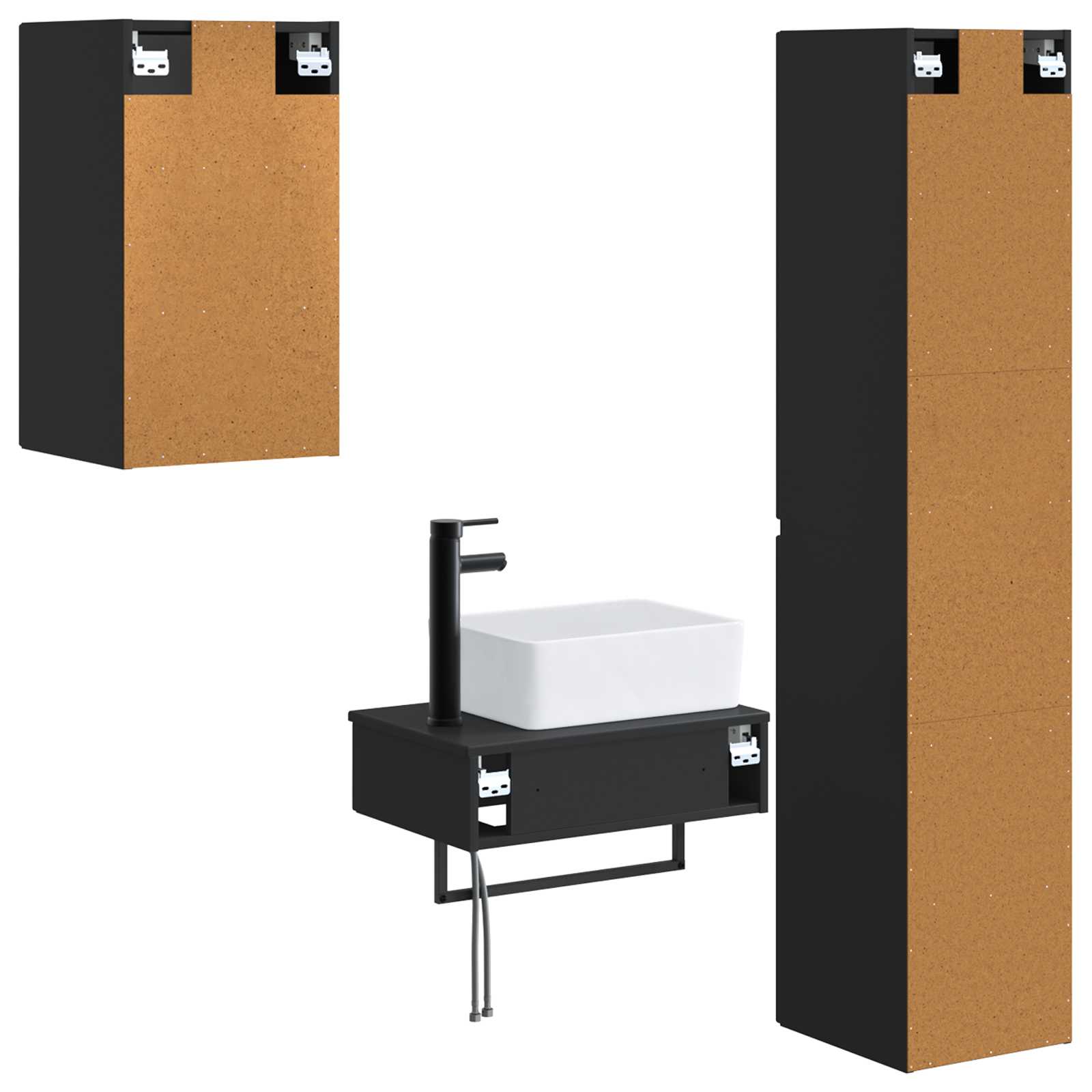 Ensemble de mobilier de salle de bain 3 pc Noir