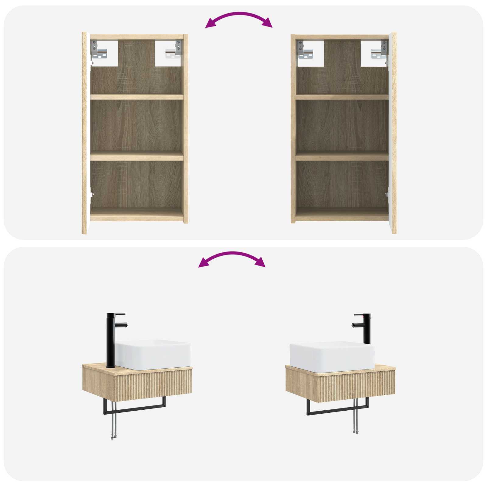 Ensemble de mobilier de salle de bain 3 pc Chêne Sonoma