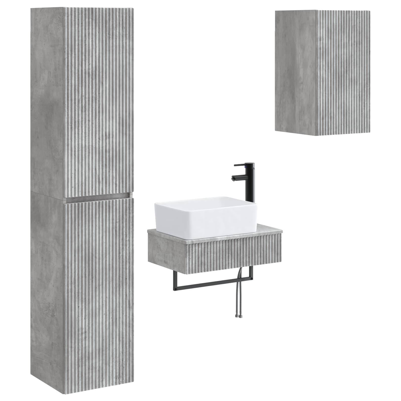 Ensemble de mobilier de salle de bain 3 pc Gris béton