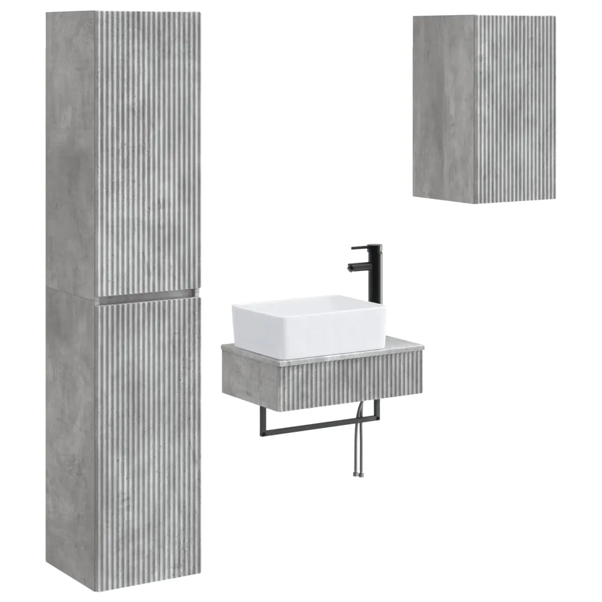 Ensemble de mobilier de salle de bain 3 pc Gris béton - XIOS