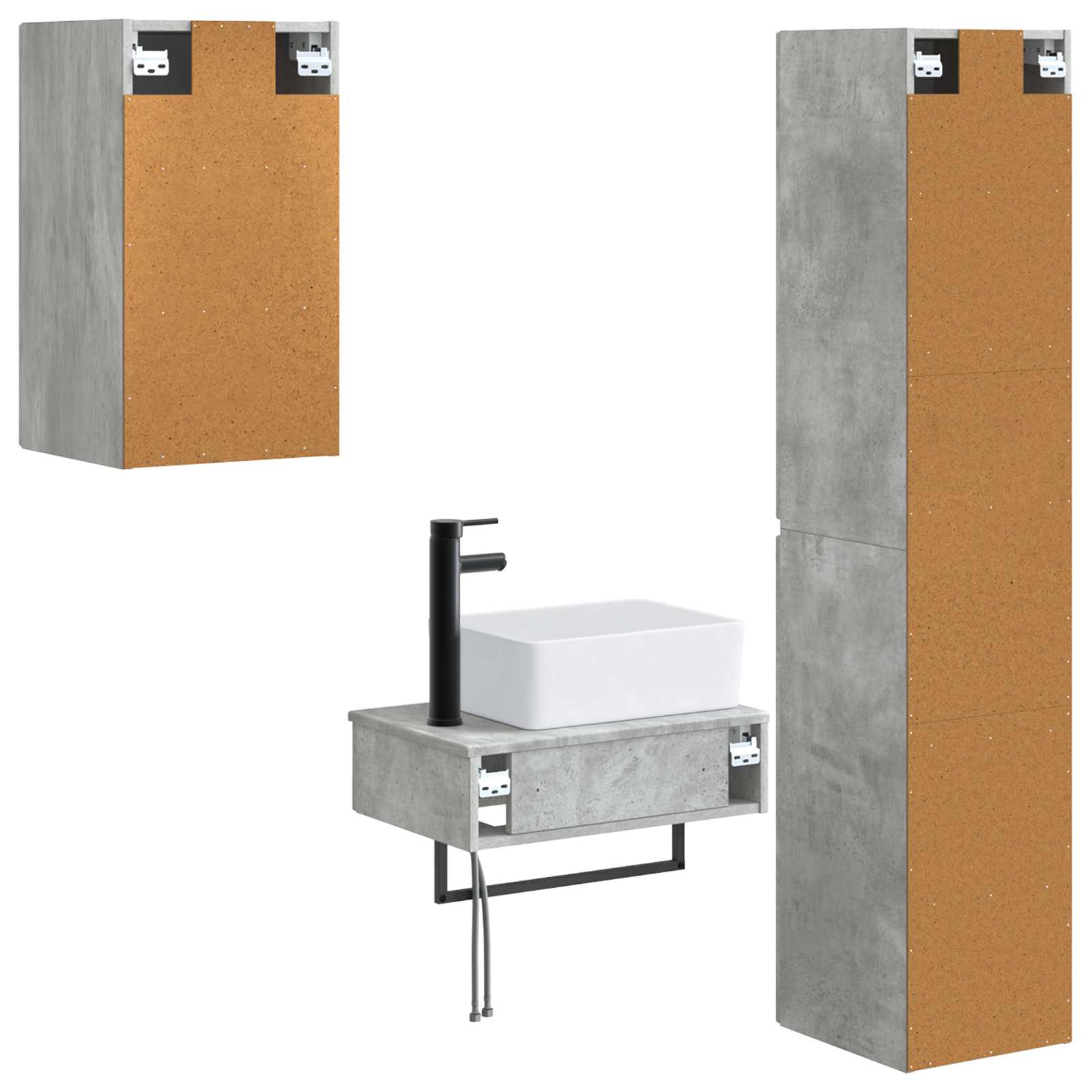 Ensemble de mobilier de salle de bain 3 pc Gris béton