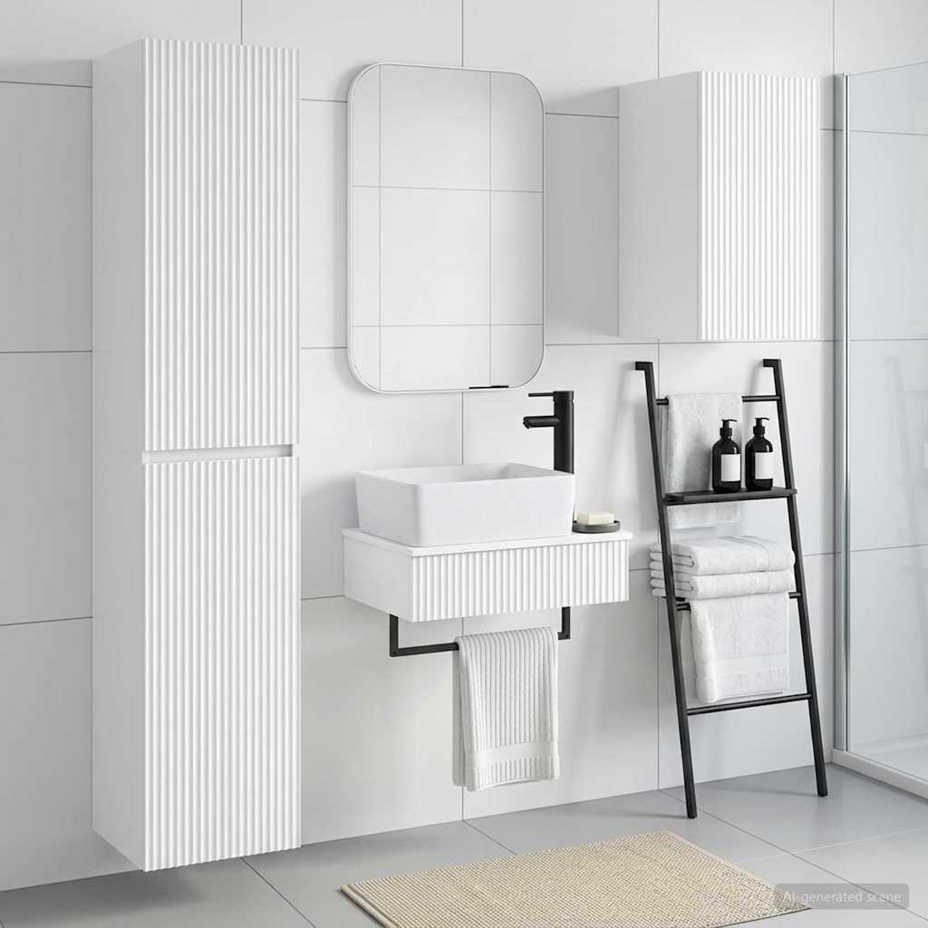 Ensemble de mobilier de salle de bain 3 pc Blanc brillant