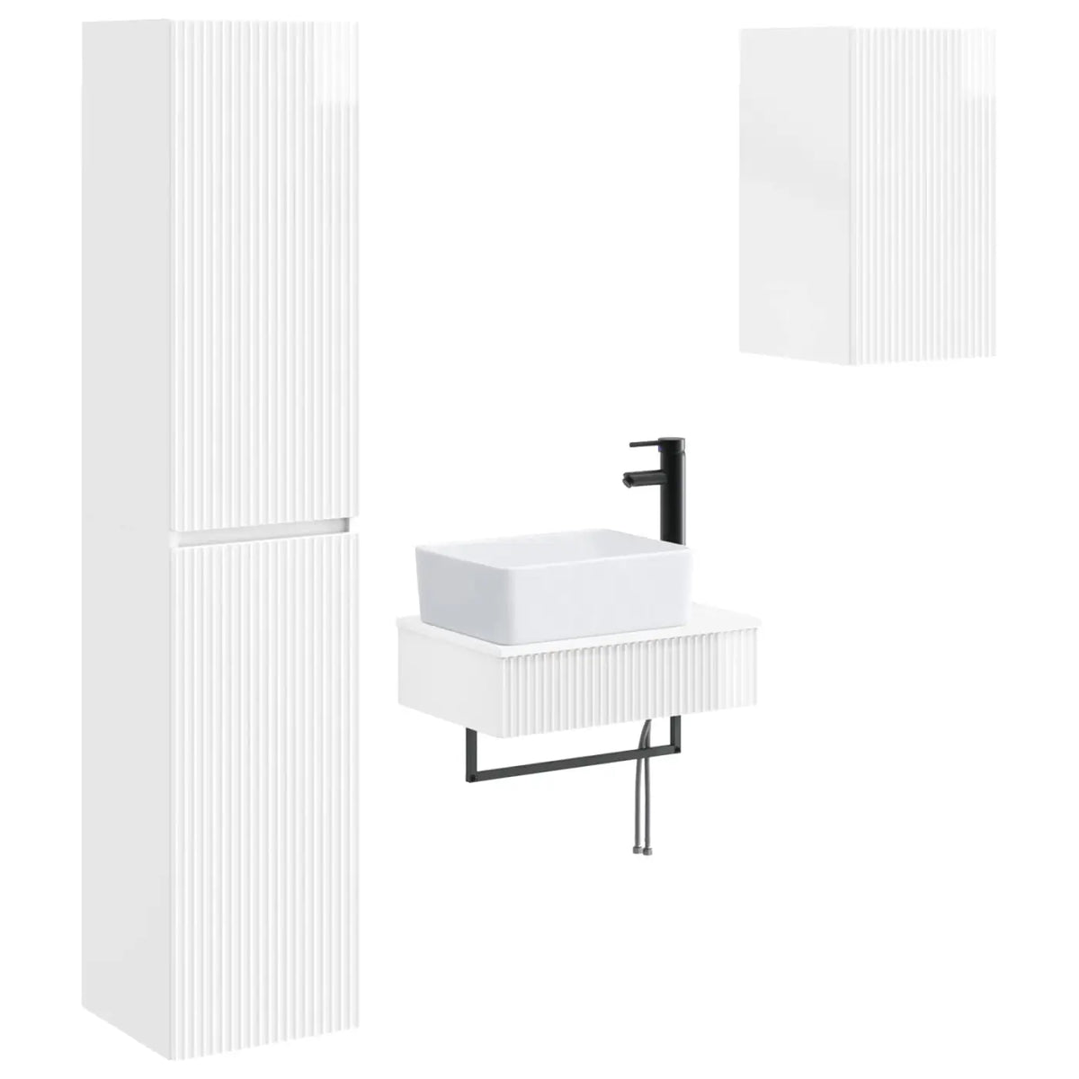 Ensemble de mobilier de salle de bain 3 pc Blanc brillant - XIOS