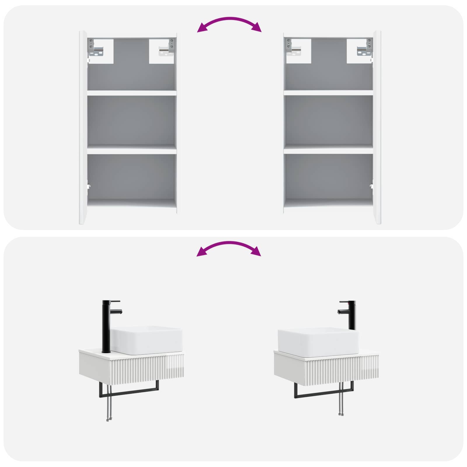 Ensemble de mobilier de salle de bain 3 pc Blanc brillant