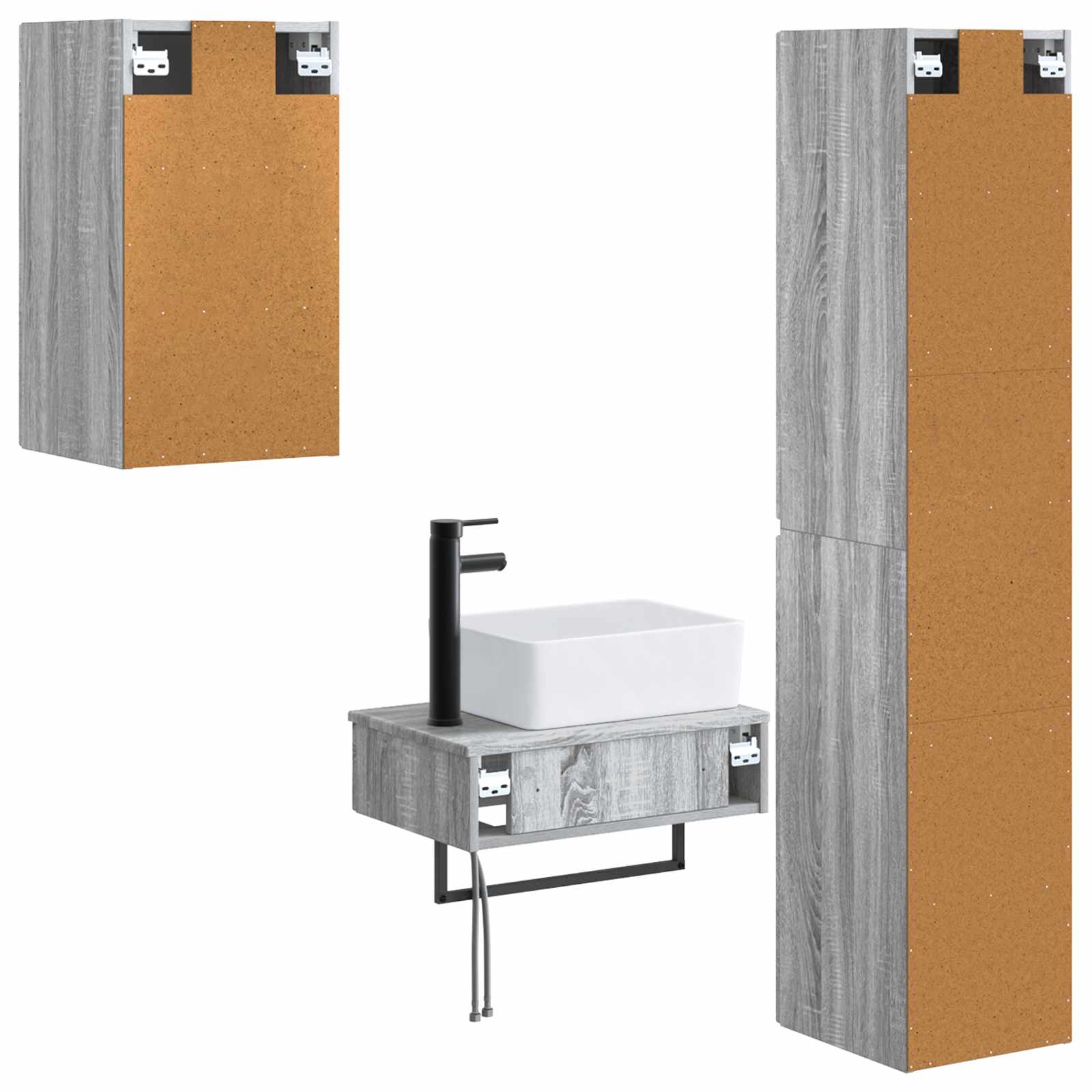 Ensemble de mobilier de salle de bain 3 pc Sonoma gris