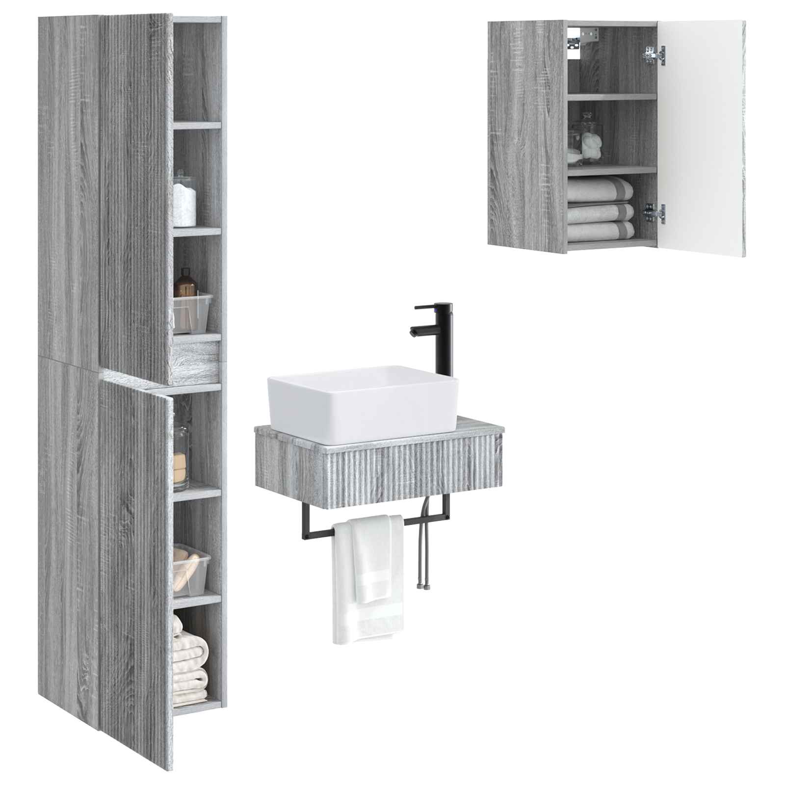 Ensemble de mobilier de salle de bain 3 pc Sonoma gris