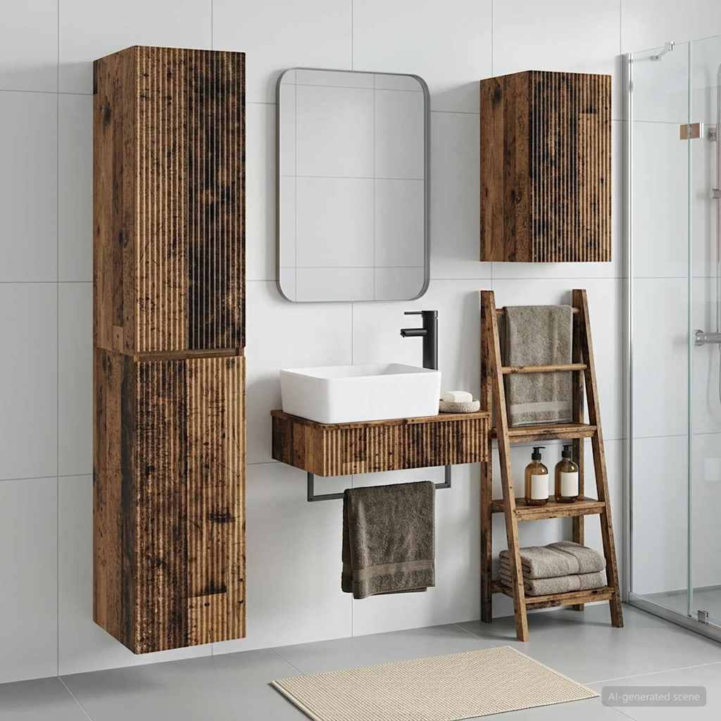 Ensemble de mobilier de salle de bain 3 pc Bois ancien