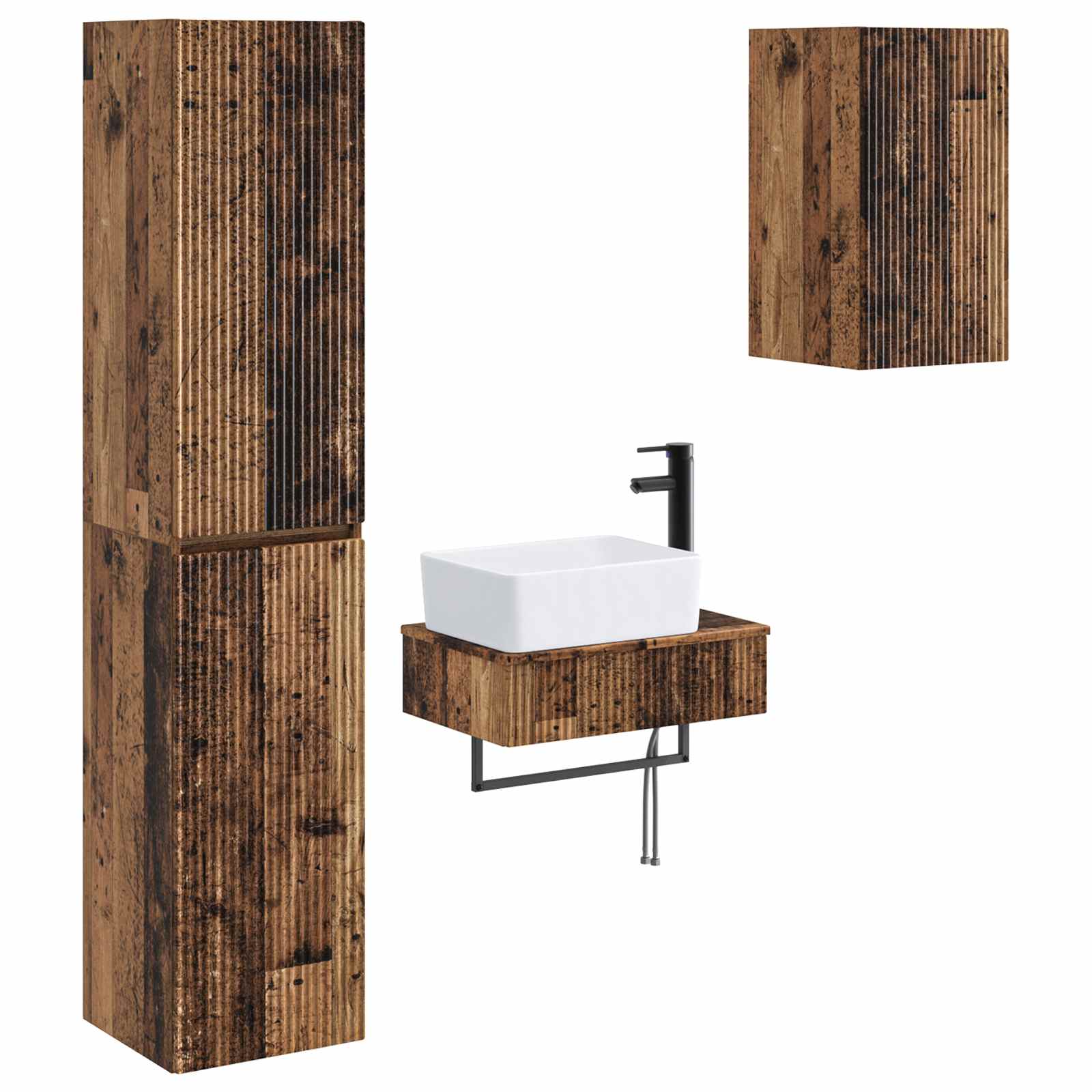Ensemble de mobilier de salle de bain 3 pc Bois ancien