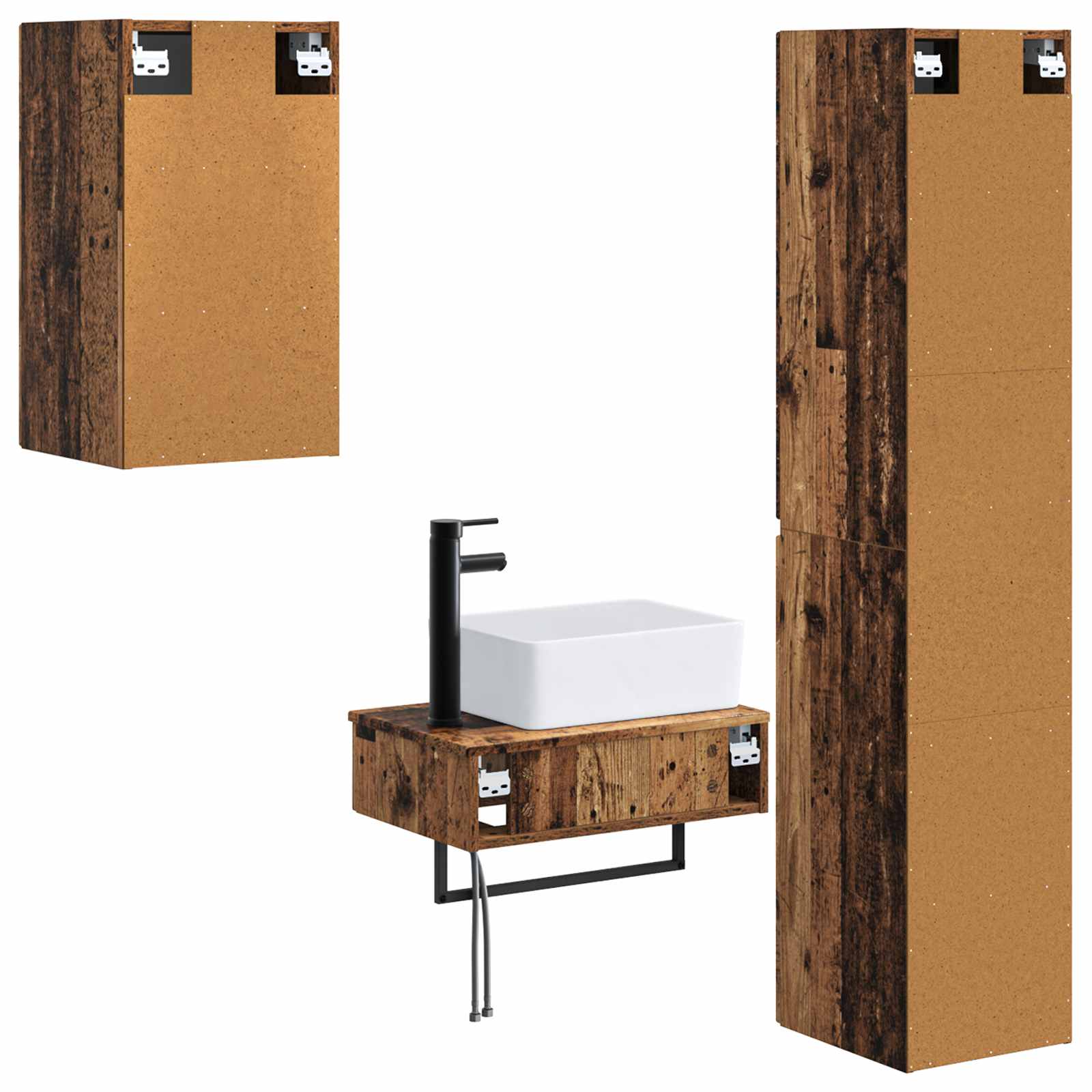 Ensemble de mobilier de salle de bain 3 pc Bois ancien