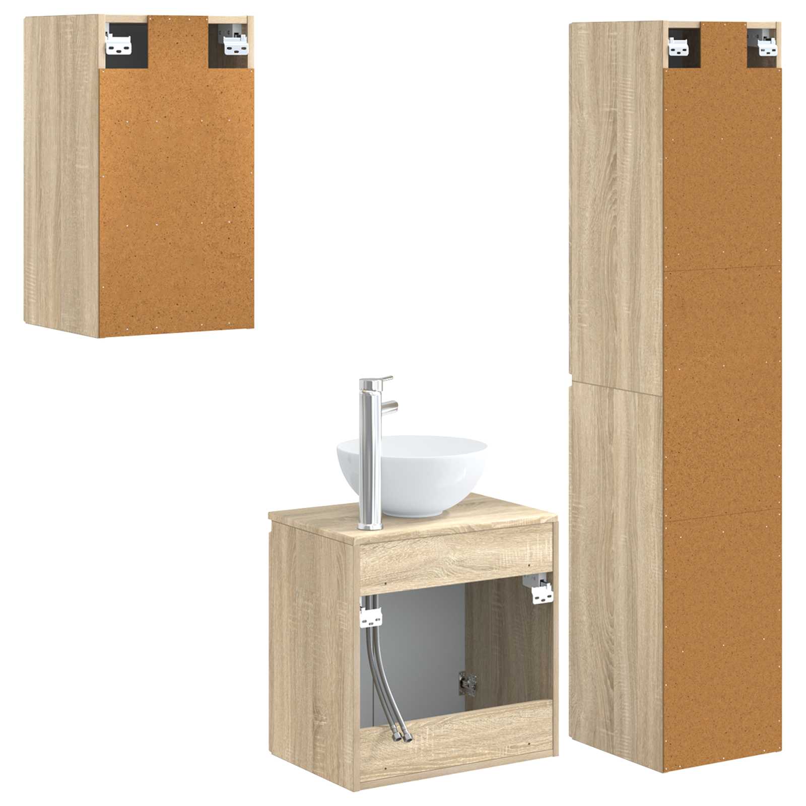 Ensemble de mobilier de salle de bain 3 pc Chêne Sonoma