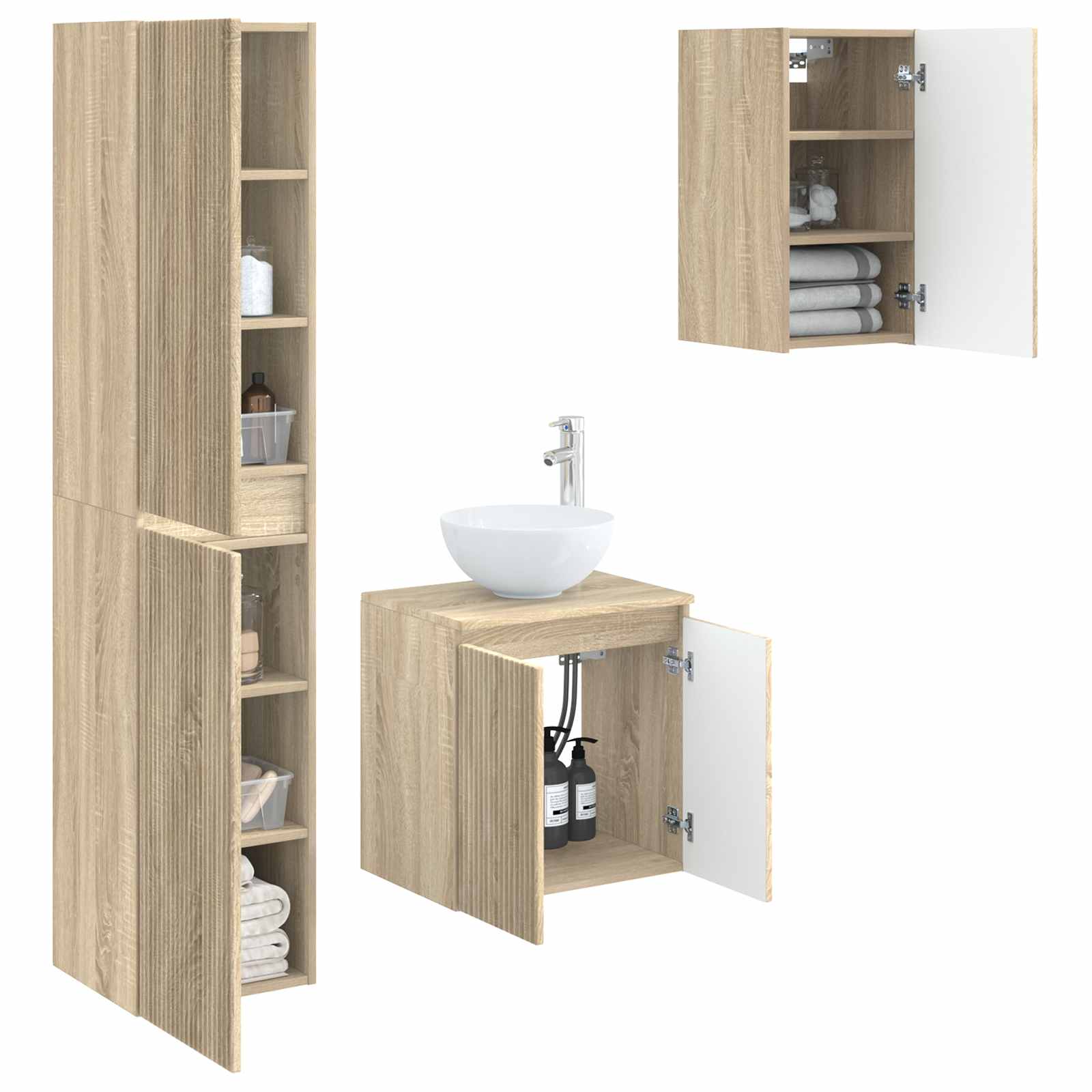 Ensemble de mobilier de salle de bain 3 pc Chêne Sonoma