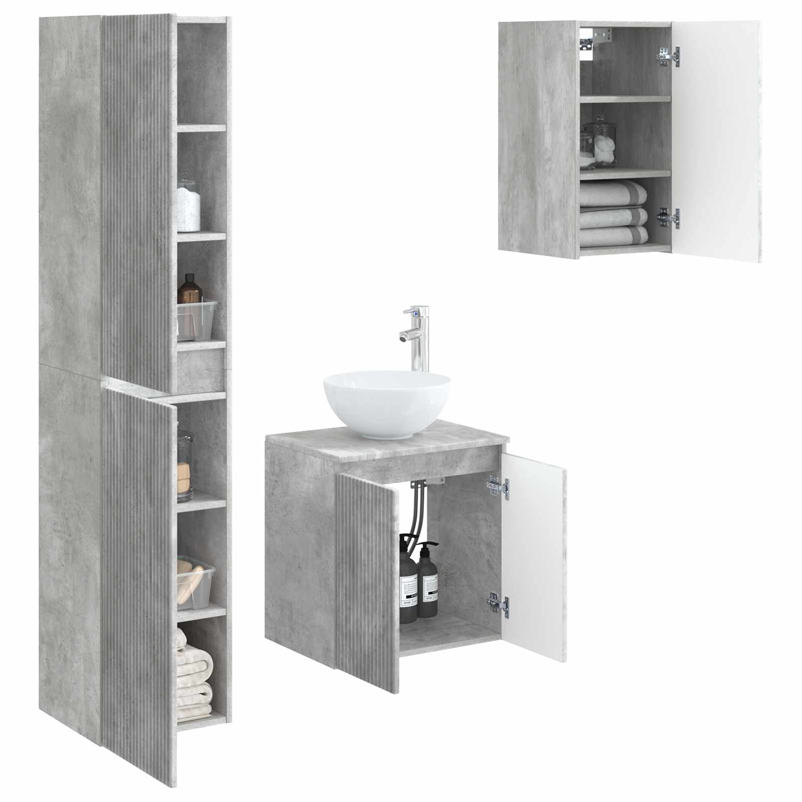 Ensemble de mobilier de salle de bain 3 pc Gris béton