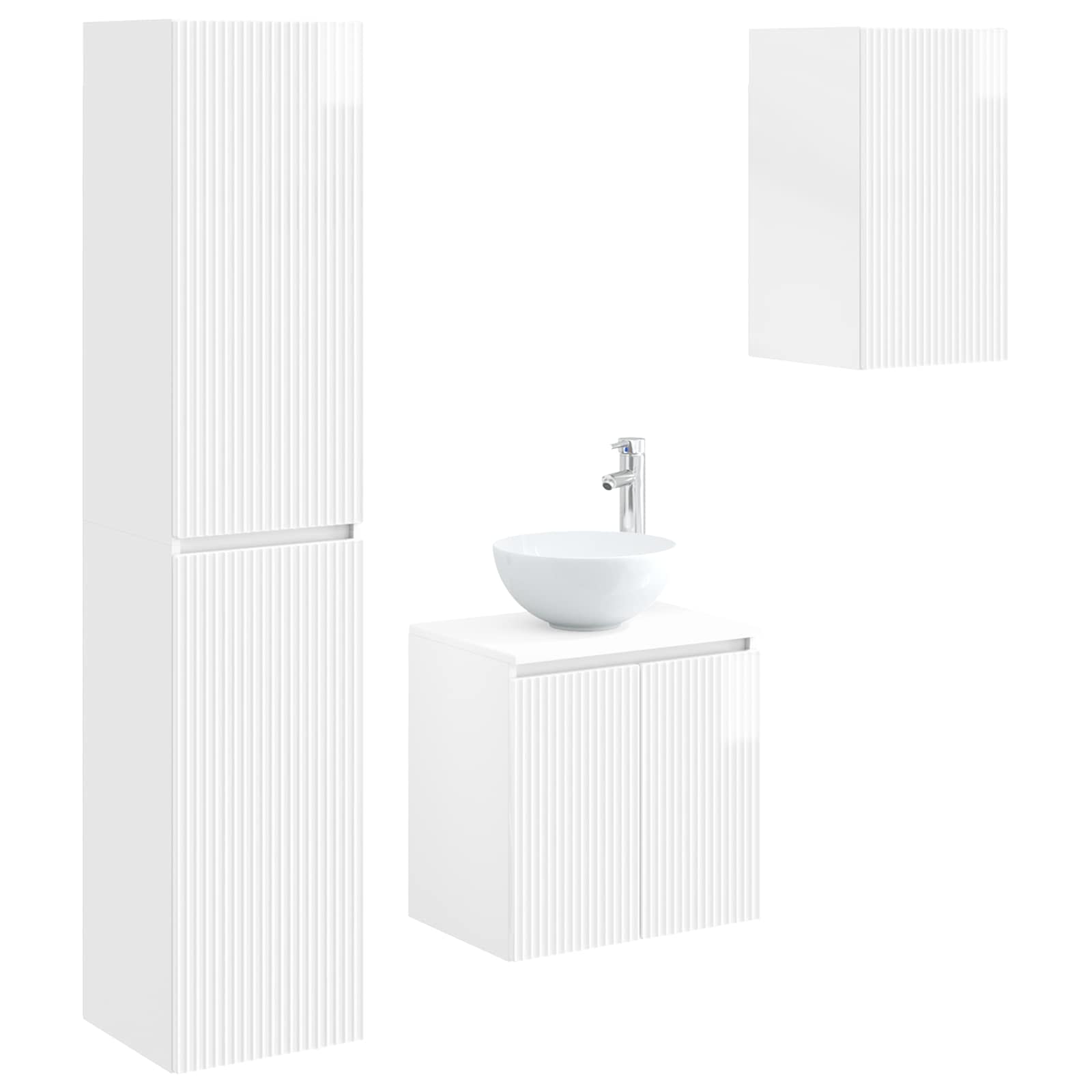 Ensemble de mobilier de salle de bain 3 pc Blanc brillant