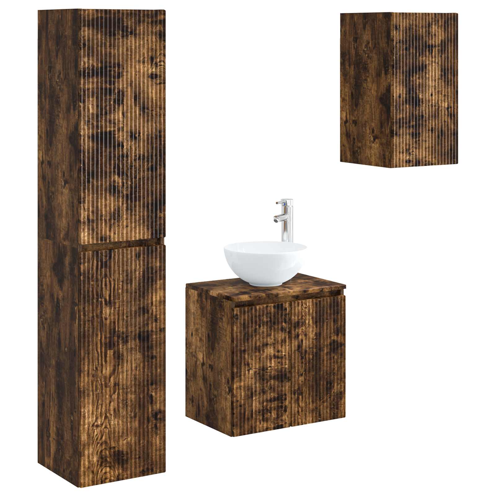 Ensemble de mobilier de salle de bain 3 pc Chêne fumé