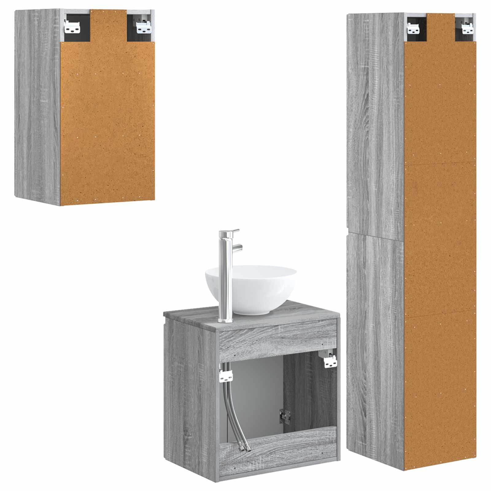 Ensemble de mobilier de salle de bain 3 pc Sonoma gris