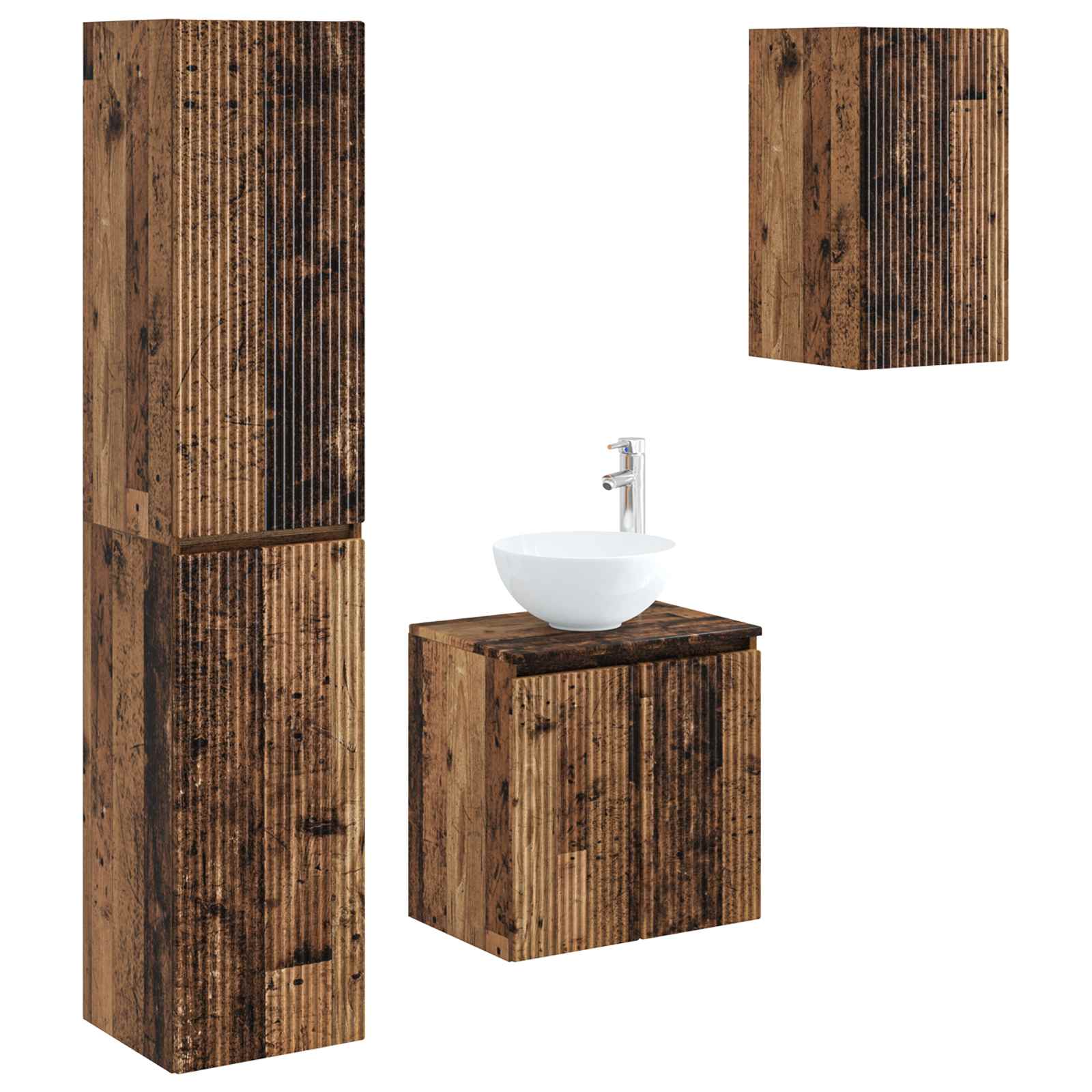 Ensemble de mobilier de salle de bain 3 pc Bois ancien