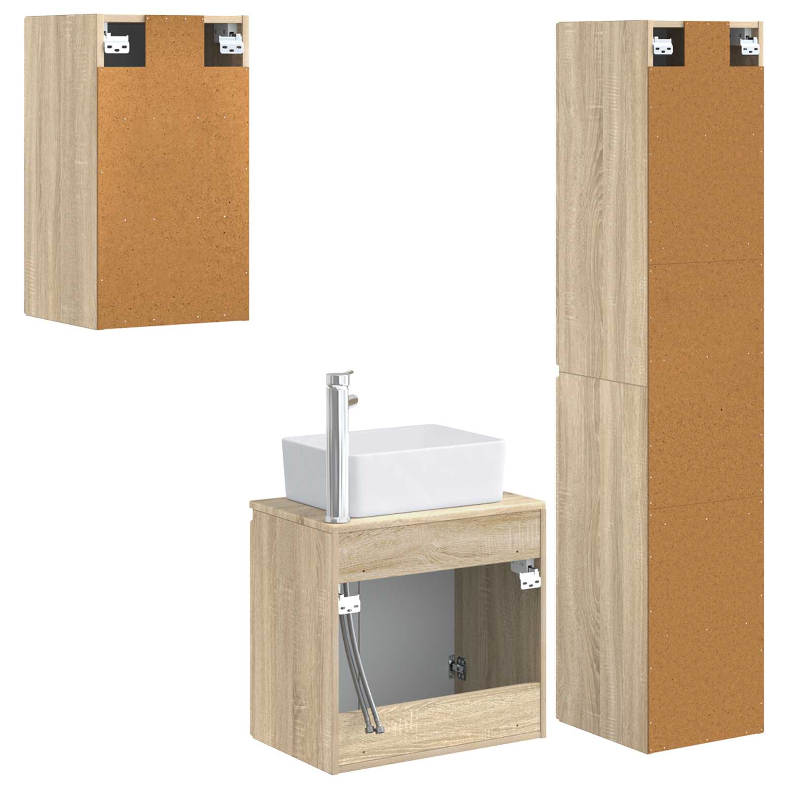Ensemble de mobilier de salle de bain 3 pc Chêne Sonoma