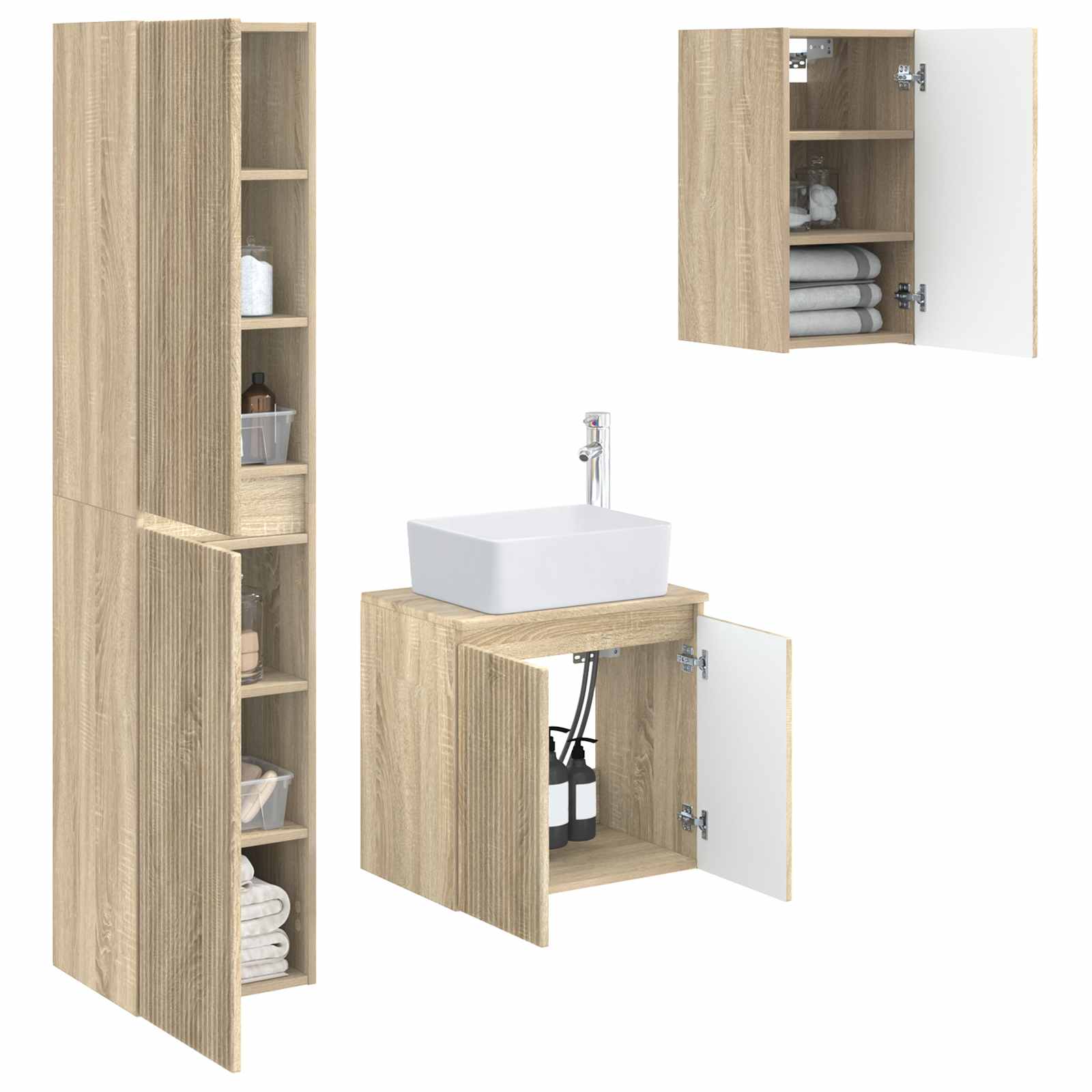 Ensemble de mobilier de salle de bain 3 pc Chêne Sonoma