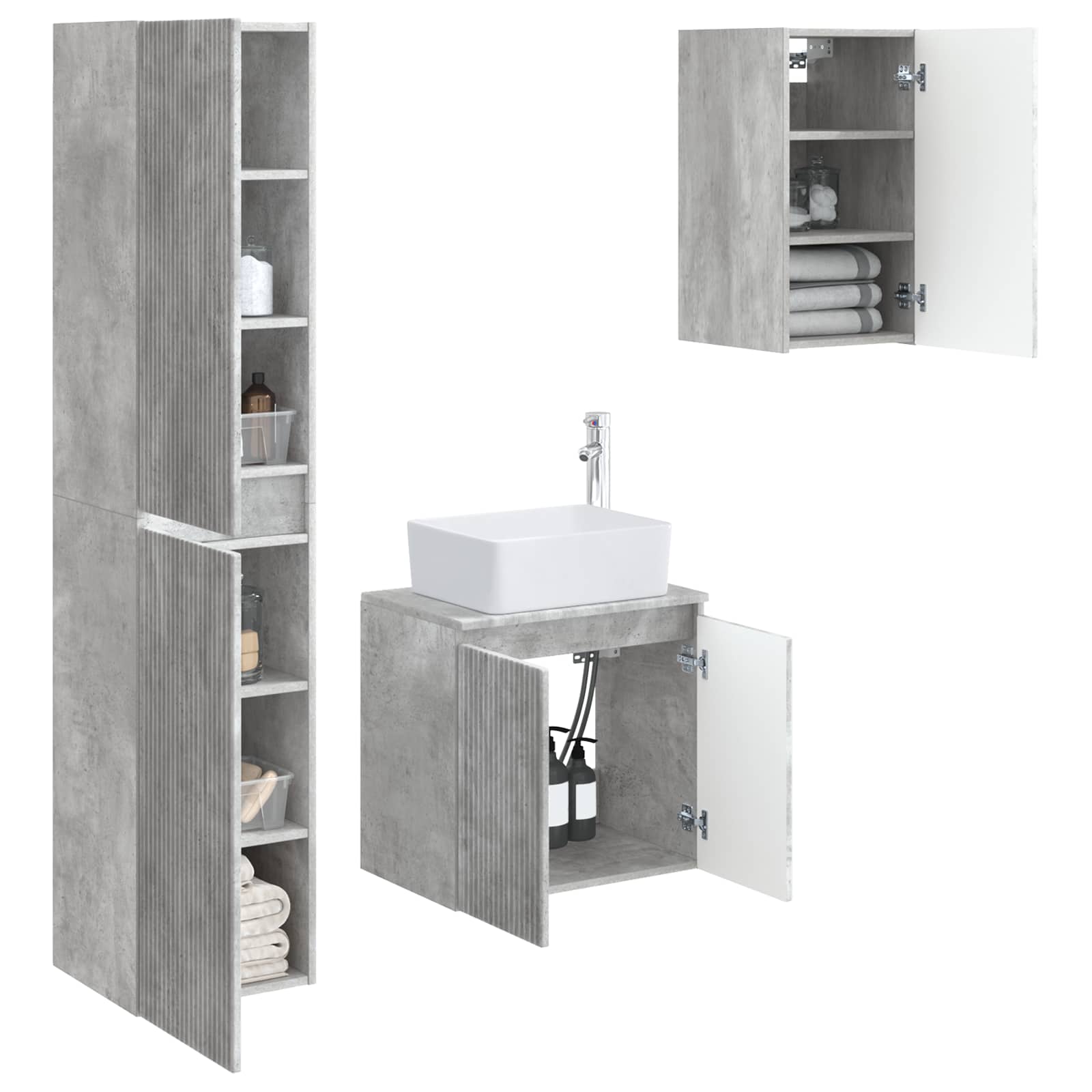Ensemble de mobilier de salle de bain 3 pc Gris béton