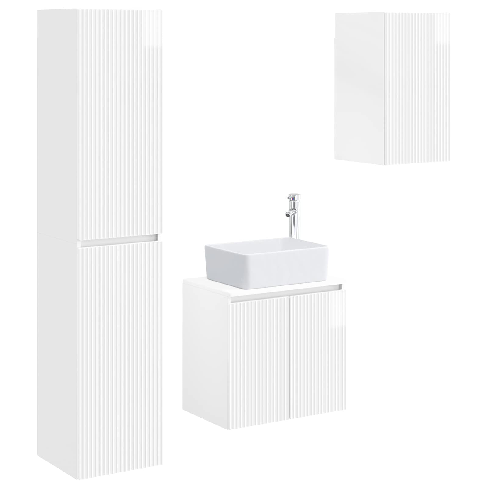Ensemble de mobilier de salle de bain 3 pc Blanc brillant
