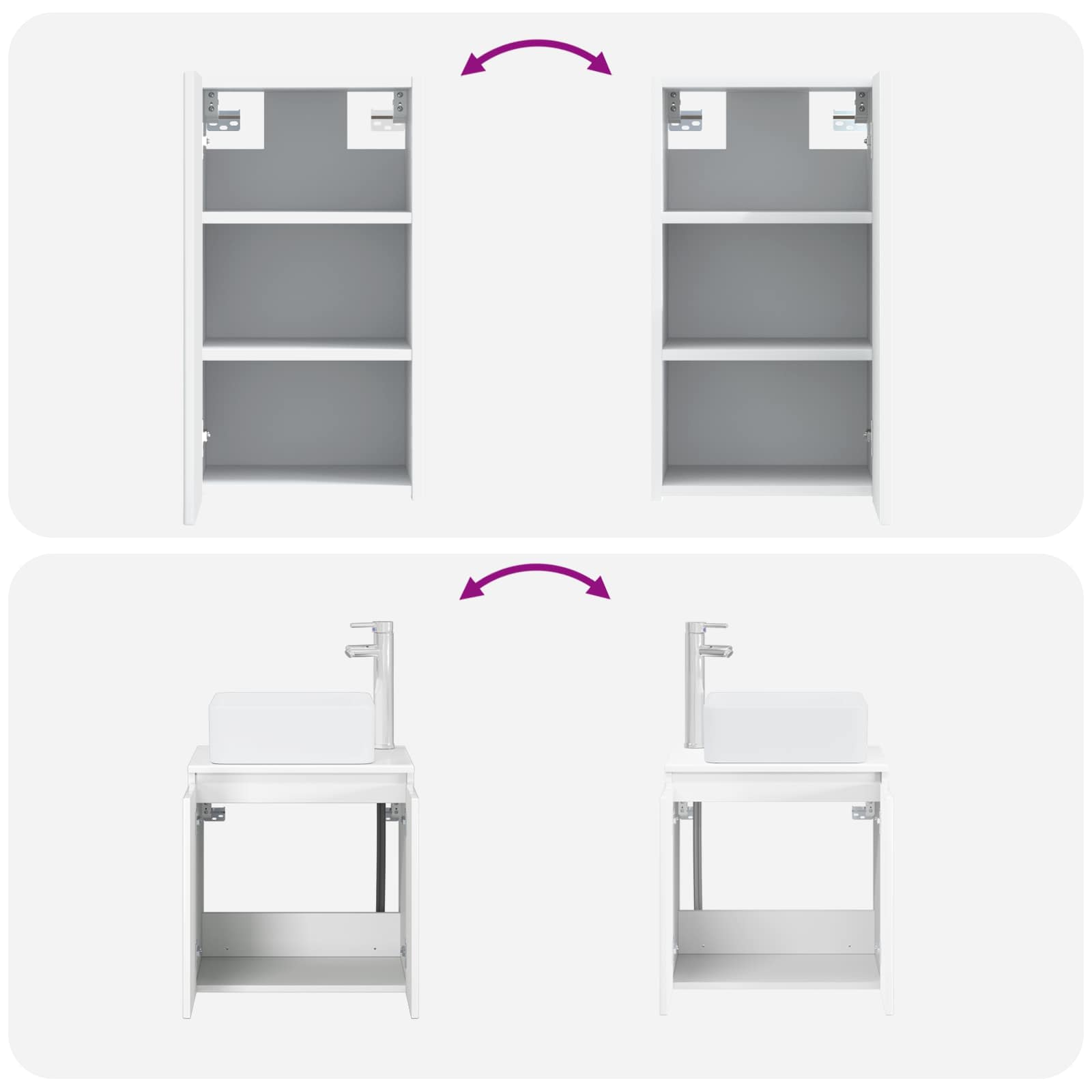 Ensemble de mobilier de salle de bain 3 pc Blanc brillant