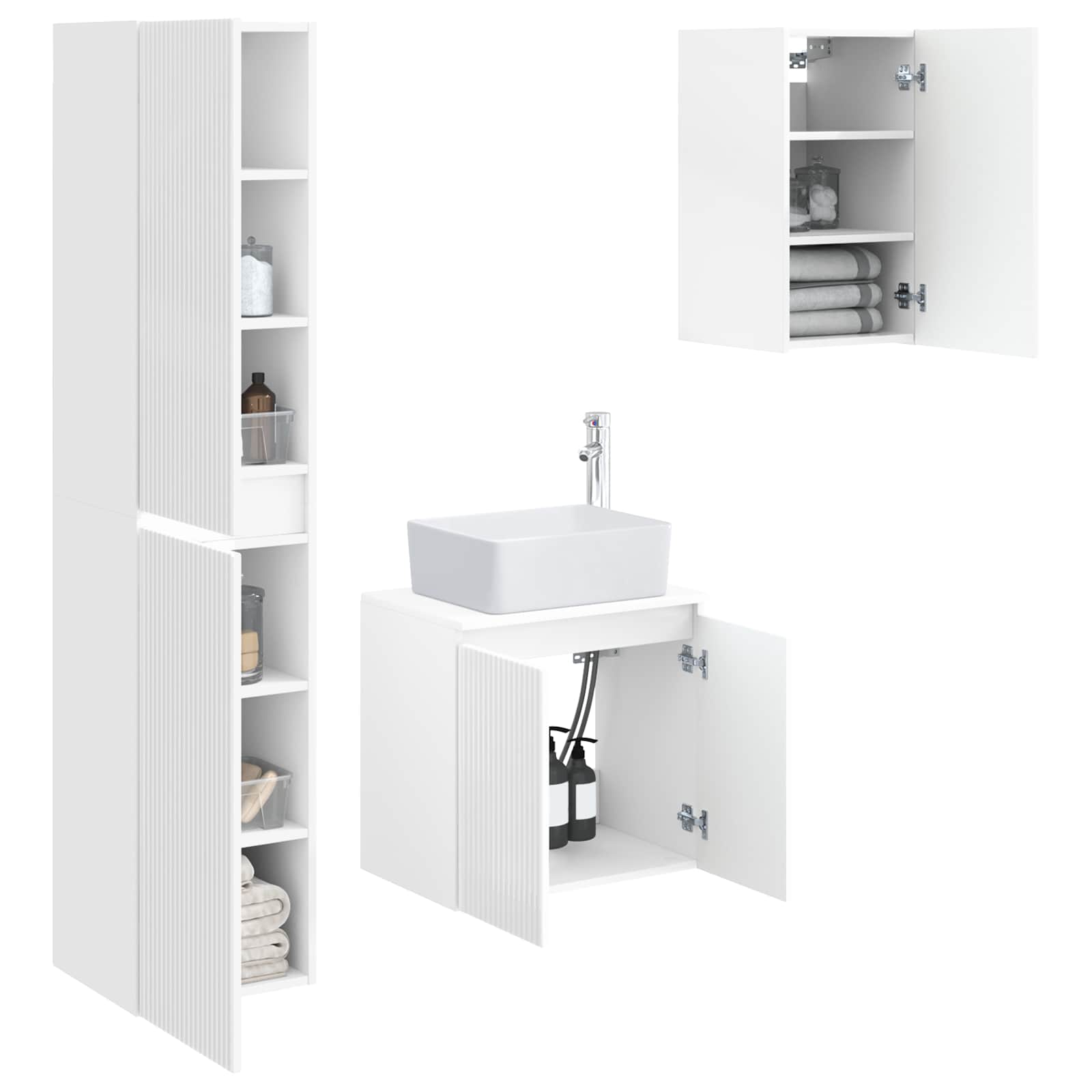 Ensemble de mobilier de salle de bain 3 pc Blanc brillant