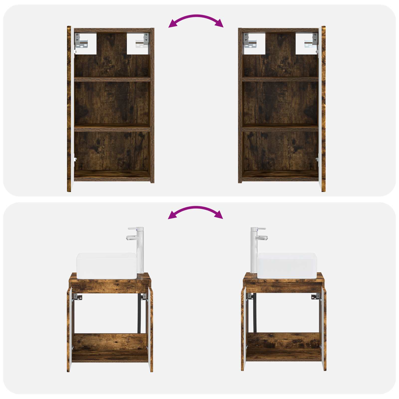 Ensemble de mobilier de salle de bain 3 pc Chêne fumé