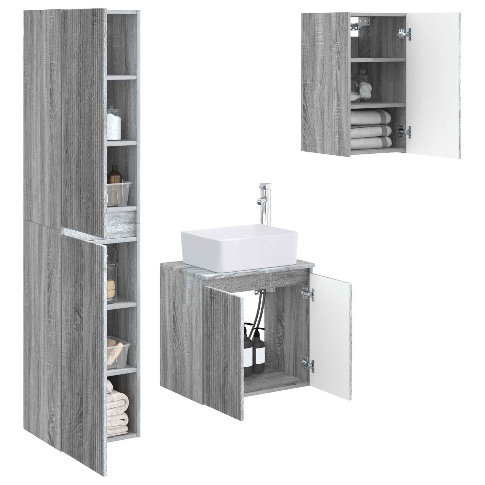 Ensemble de mobilier de salle de bain 3 pc Sonoma gris