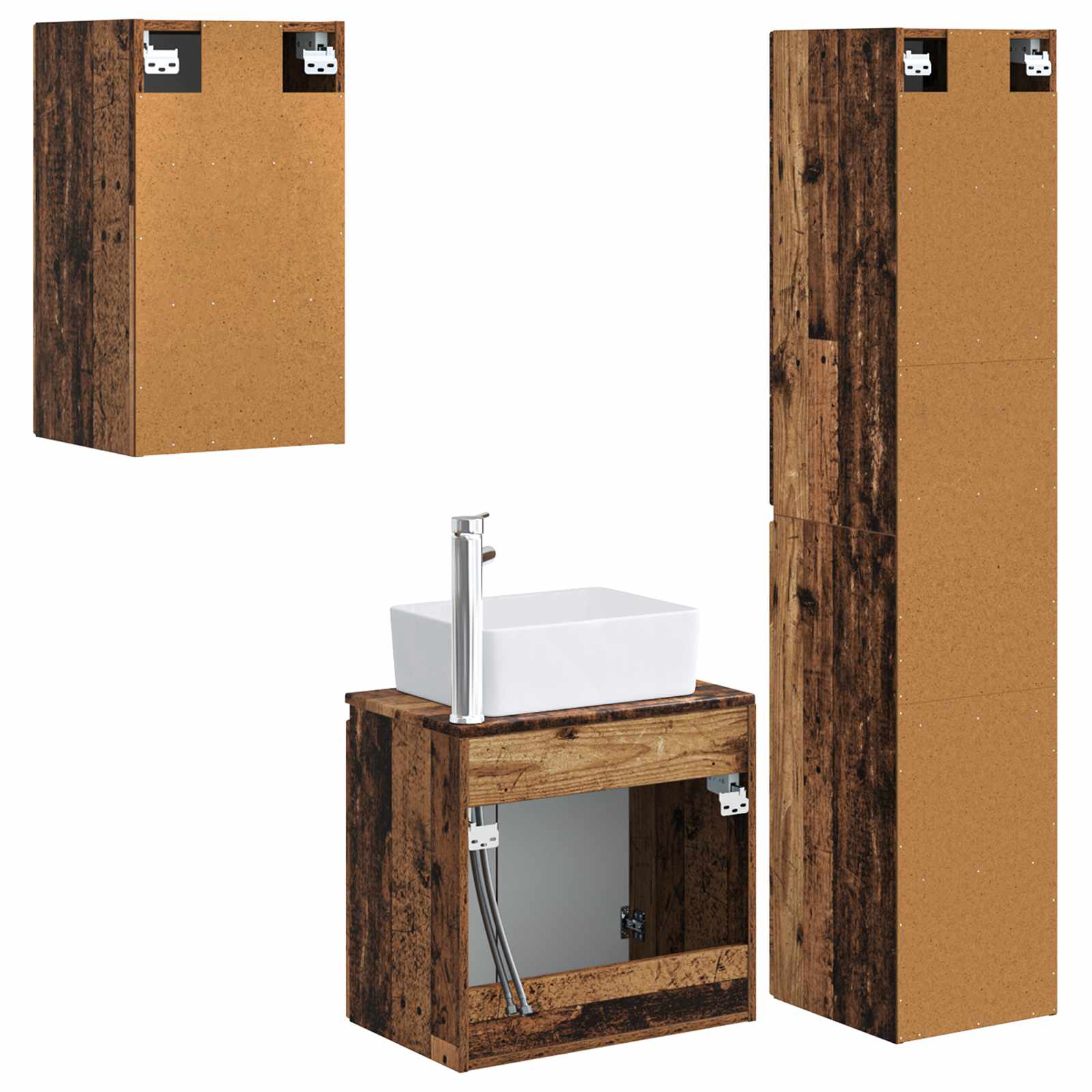 Ensemble de mobilier de salle de bain 3 pc Bois ancien