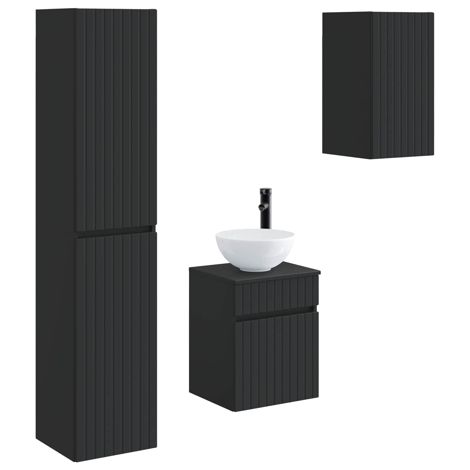 Ensemble de mobilier de salle de bain 3 pc Noir