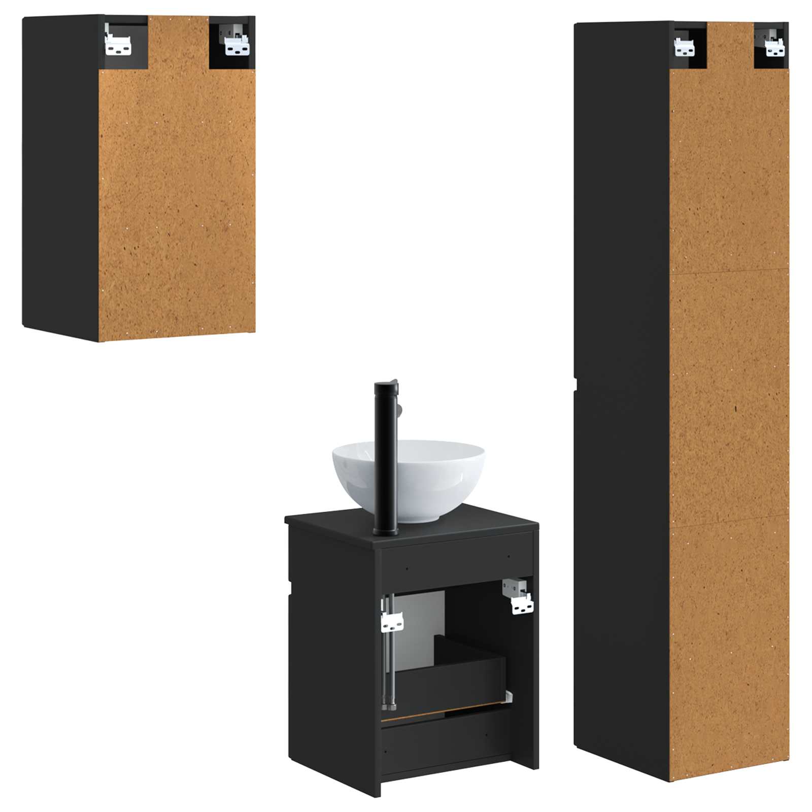 Ensemble de mobilier de salle de bain 3 pc Noir