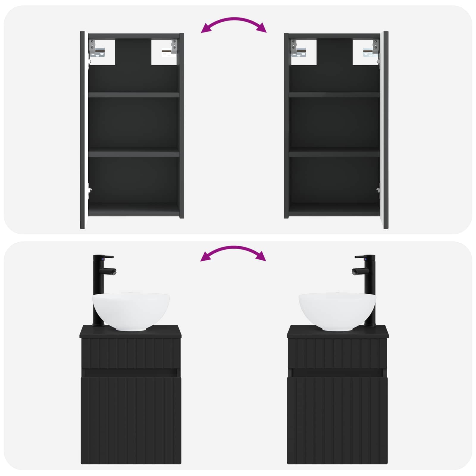 Ensemble de mobilier de salle de bain 3 pc Noir
