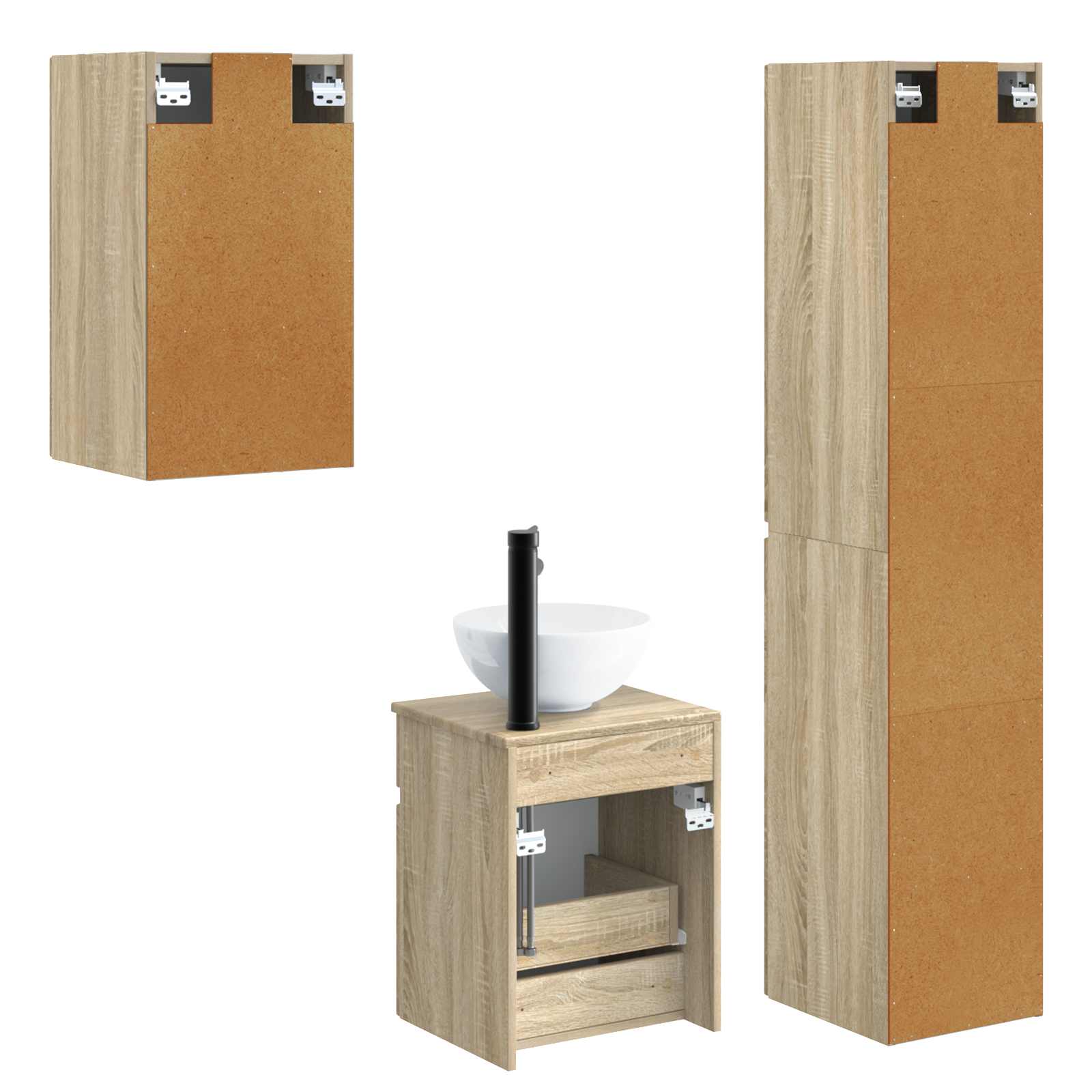 Ensemble de mobilier de salle de bain 3 pc Chêne Sonoma