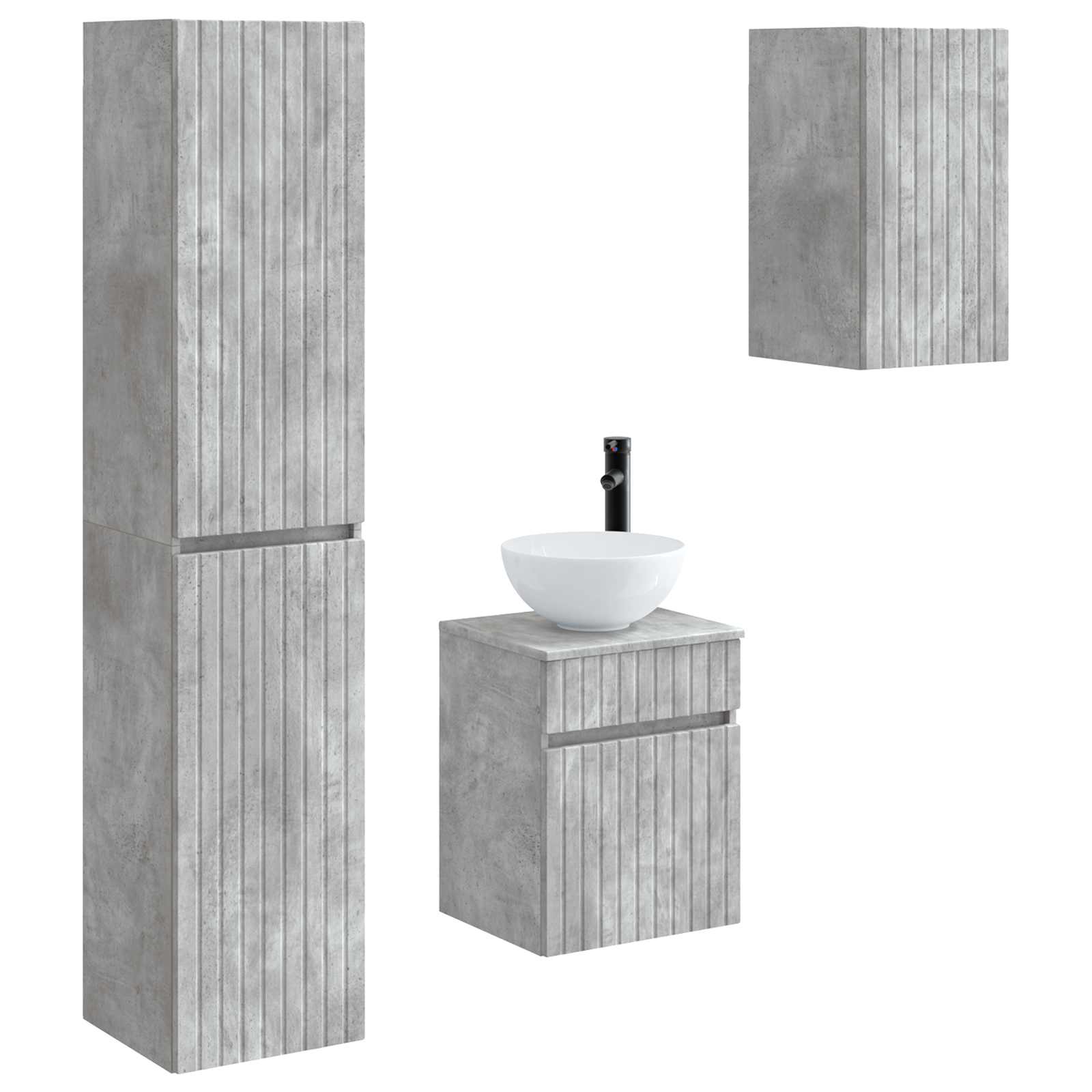 Ensemble de mobilier de salle de bain 3 pc Gris béton