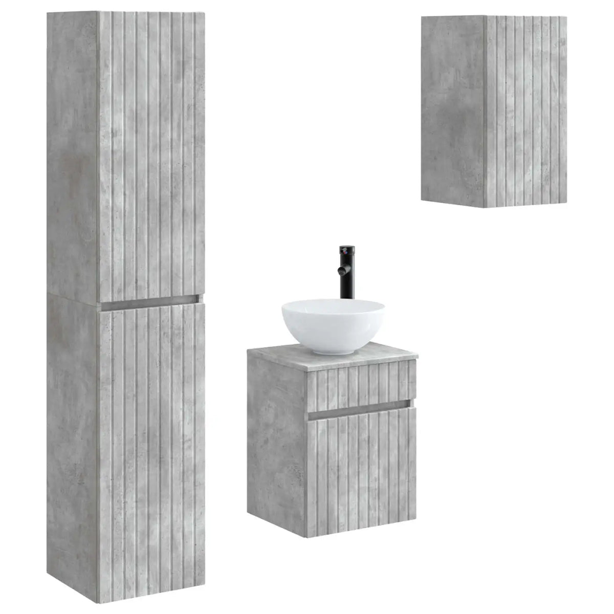Ensemble de mobilier de salle de bain 3 pc Gris béton - XIOS