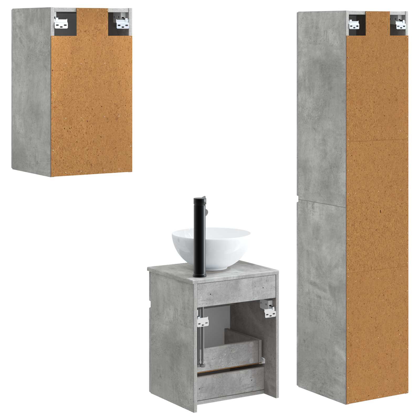 Ensemble de mobilier de salle de bain 3 pc Gris béton