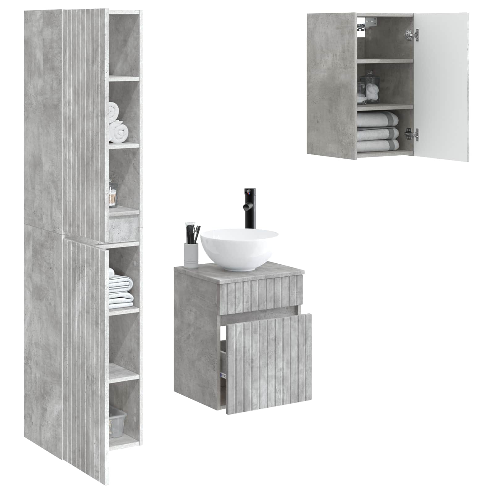Ensemble de mobilier de salle de bain 3 pc Gris béton