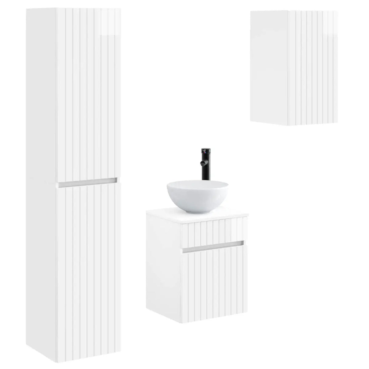 Ensemble de mobilier de salle de bain 3 pc Blanc brillant - XIOS