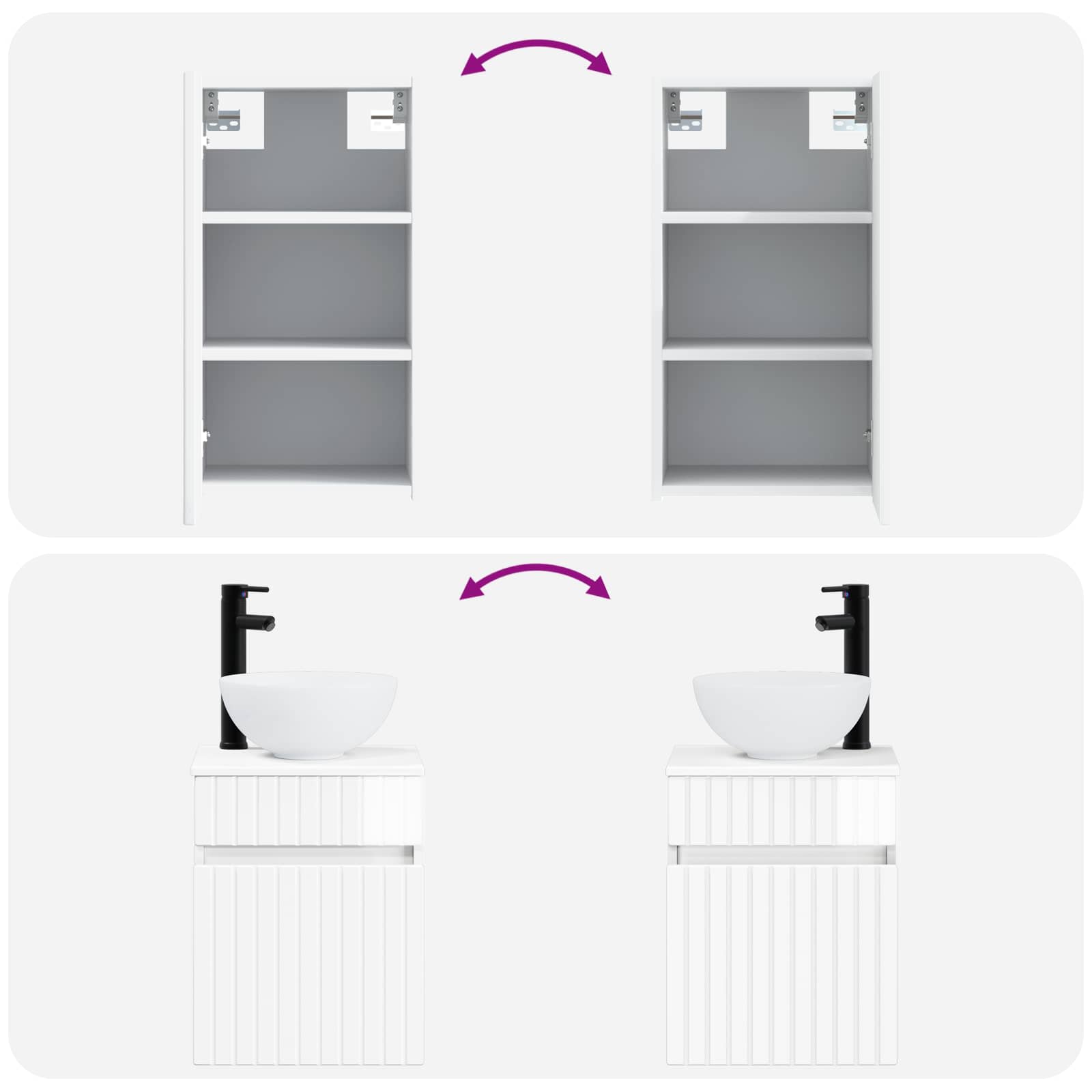 Ensemble de mobilier de salle de bain 3 pc Blanc brillant