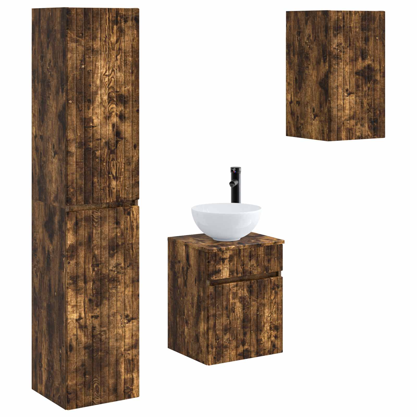 Ensemble de mobilier de salle de bain 3 pc Chêne fumé
