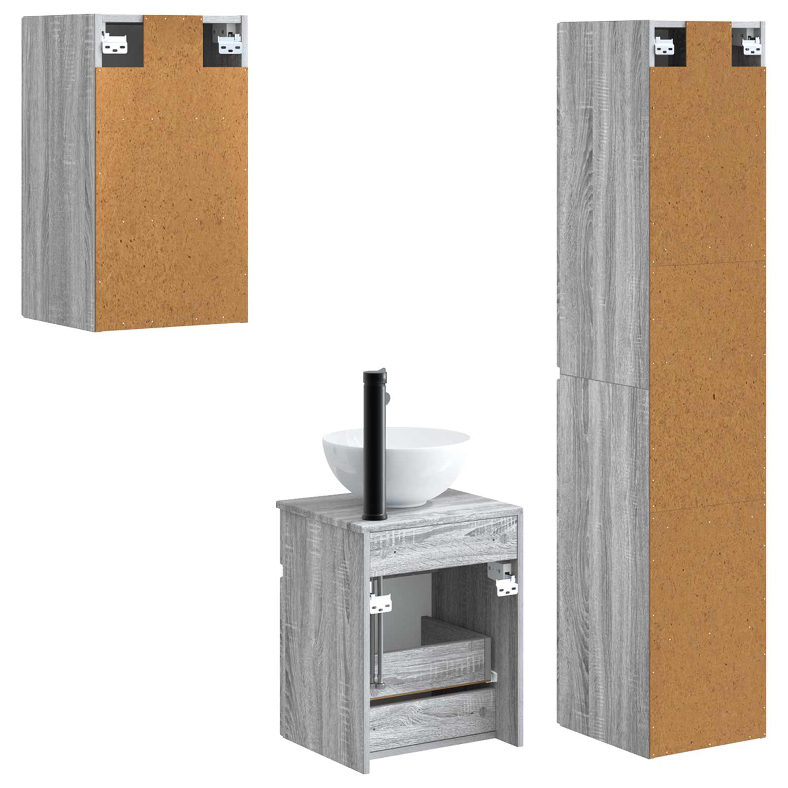Ensemble de mobilier de salle de bain 3 pc Sonoma gris