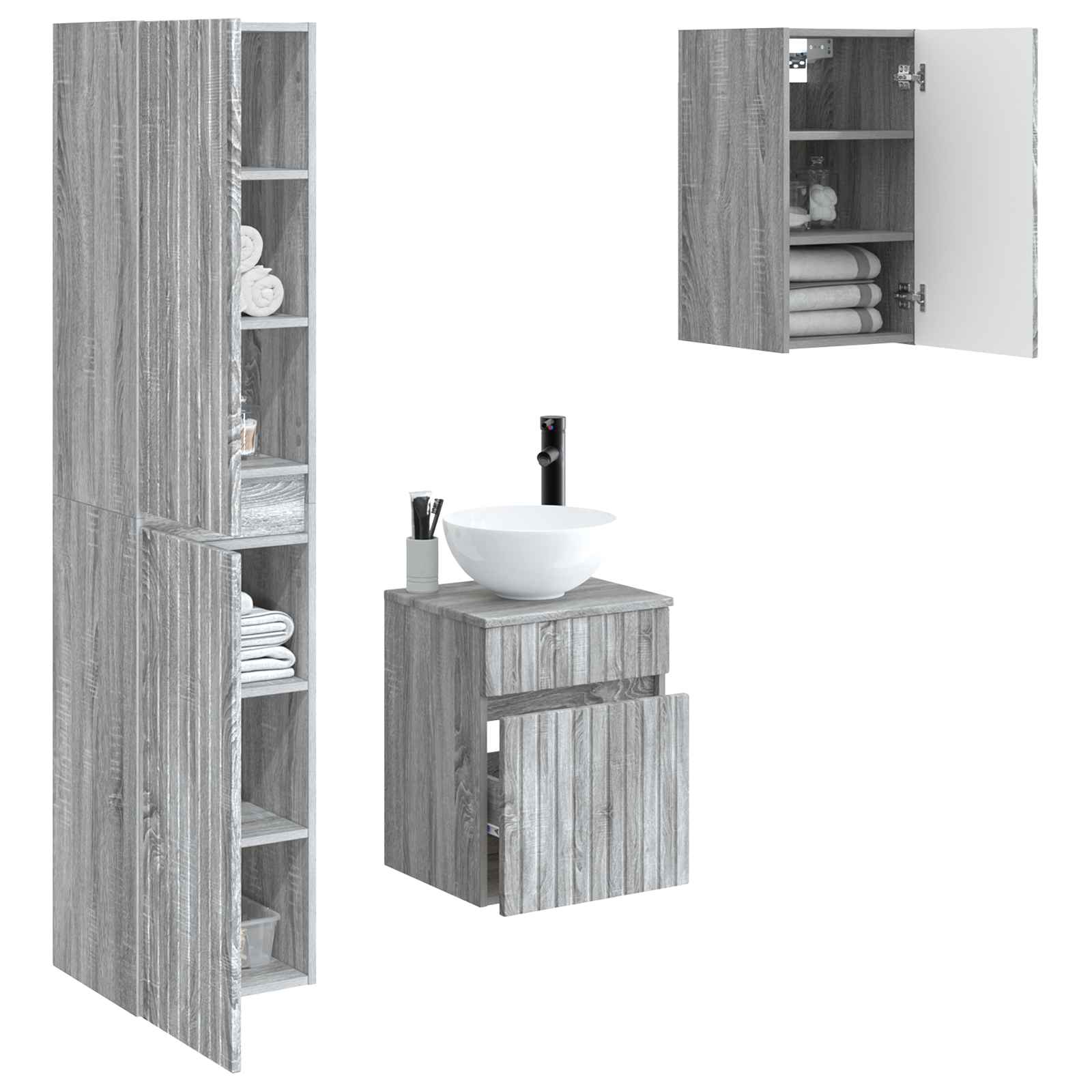 Ensemble de mobilier de salle de bain 3 pc Sonoma gris