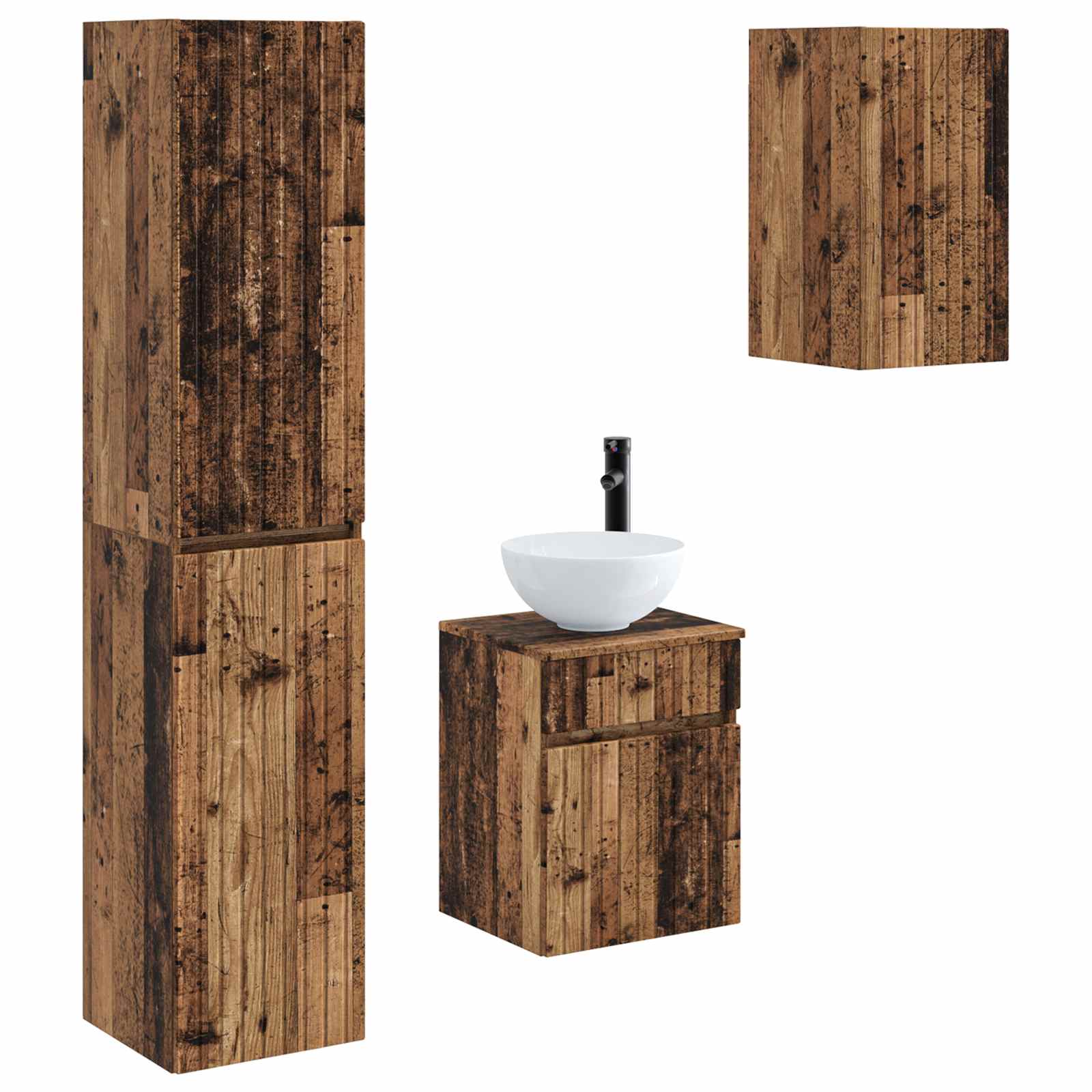 Ensemble de mobilier de salle de bain 3 pc Bois ancien