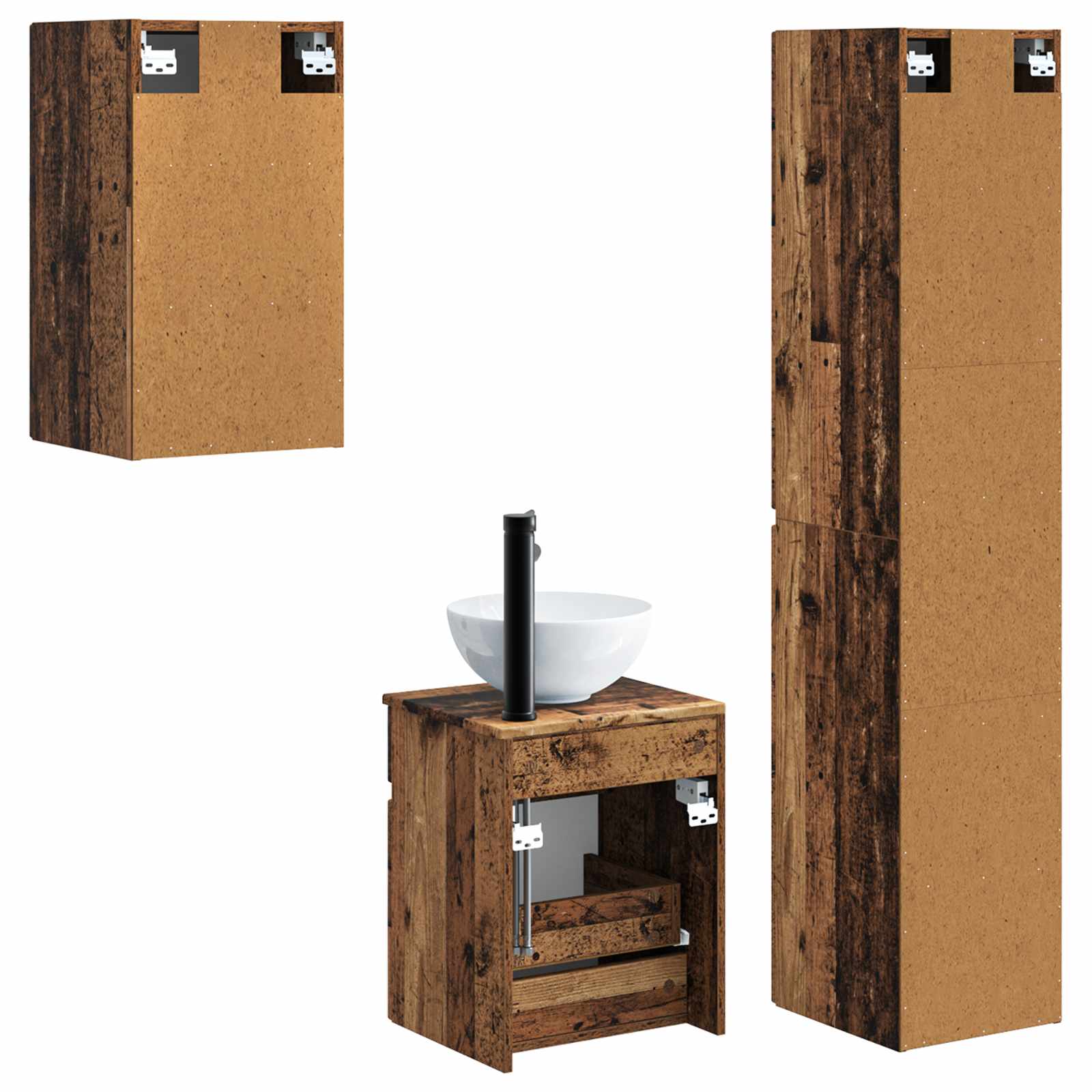 Ensemble de mobilier de salle de bain 3 pc Bois ancien