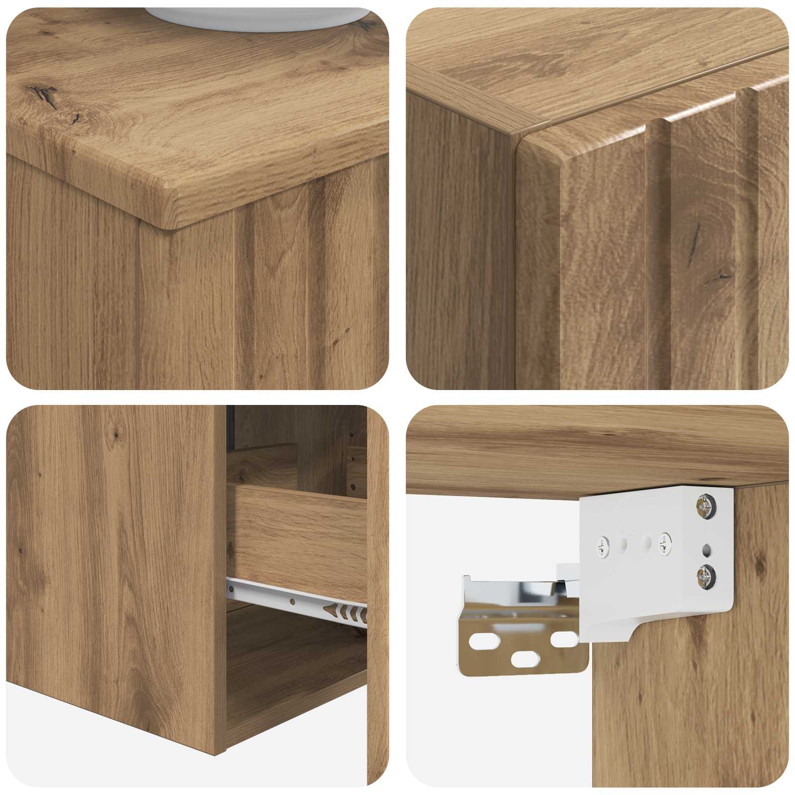 Ensemble de mobilier de salle de bain 3 pc Chêne artisanal