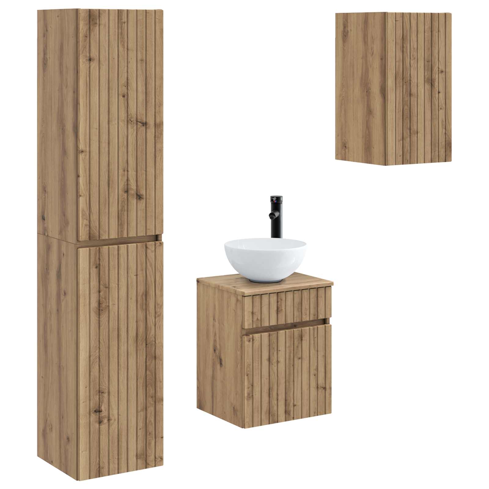 Ensemble de mobilier de salle de bain 3 pc Chêne artisanal