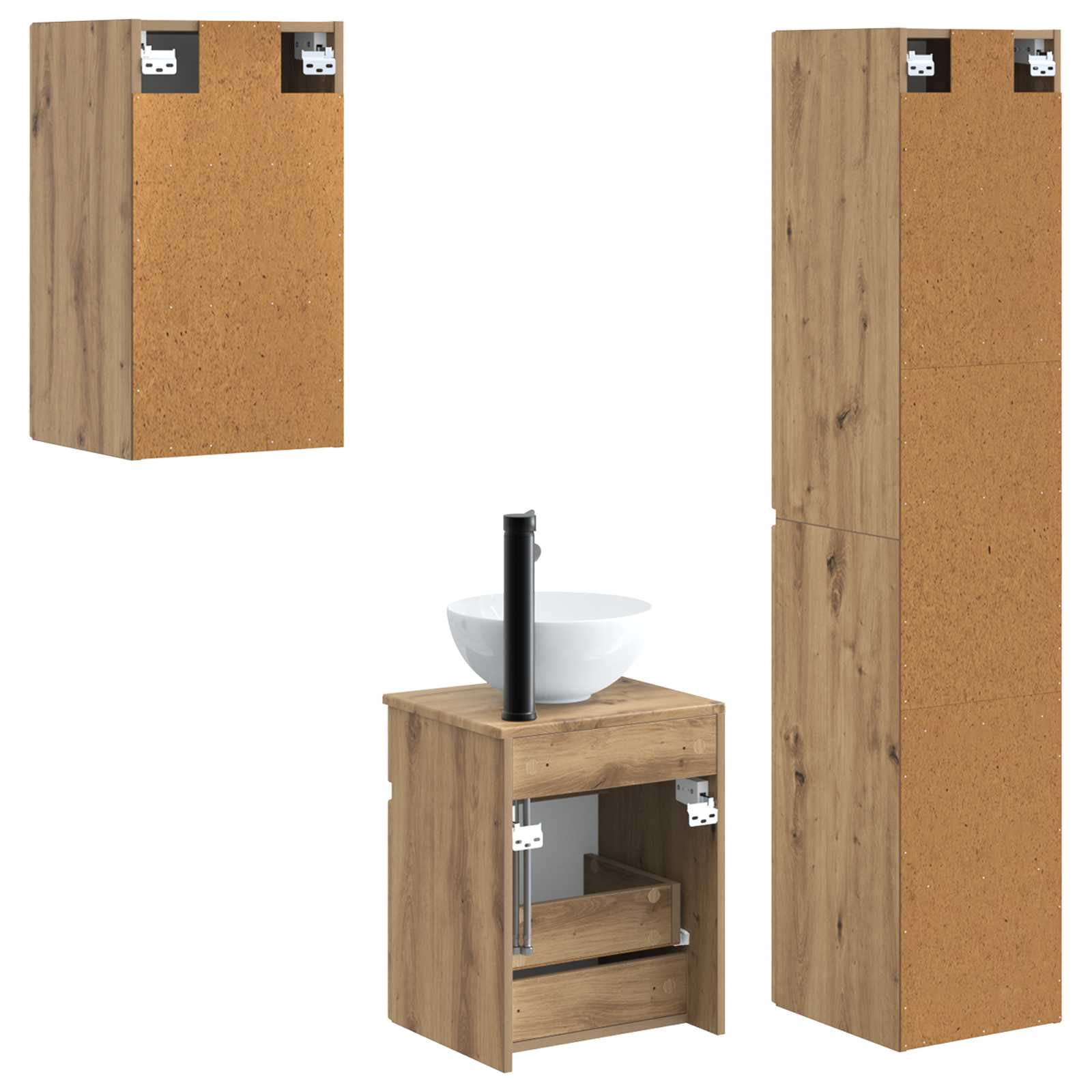 Ensemble de mobilier de salle de bain 3 pc Chêne artisanal