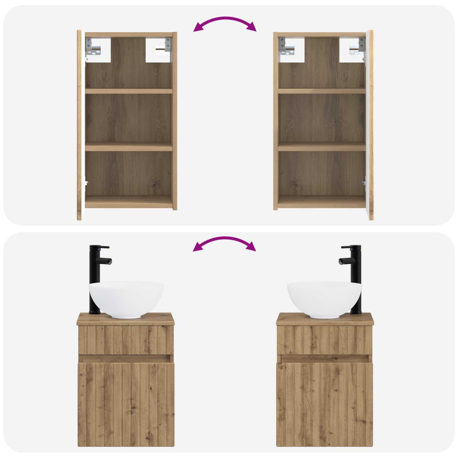 Ensemble de mobilier de salle de bain 3 pc Chêne artisanal